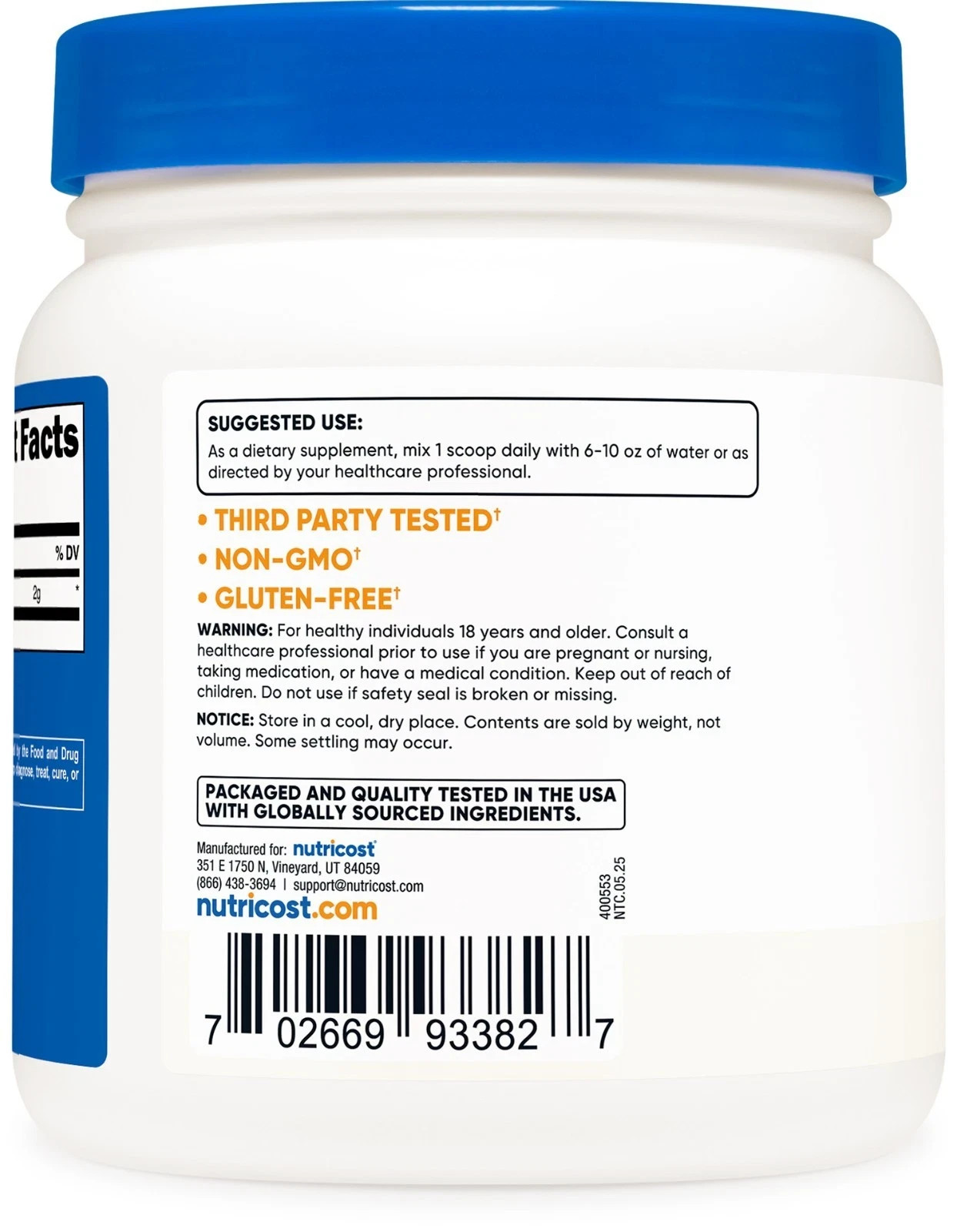 2 PACK – Nutricost Taurine Powder 500 Grams – 250 Servings, 2000mg Per Serving