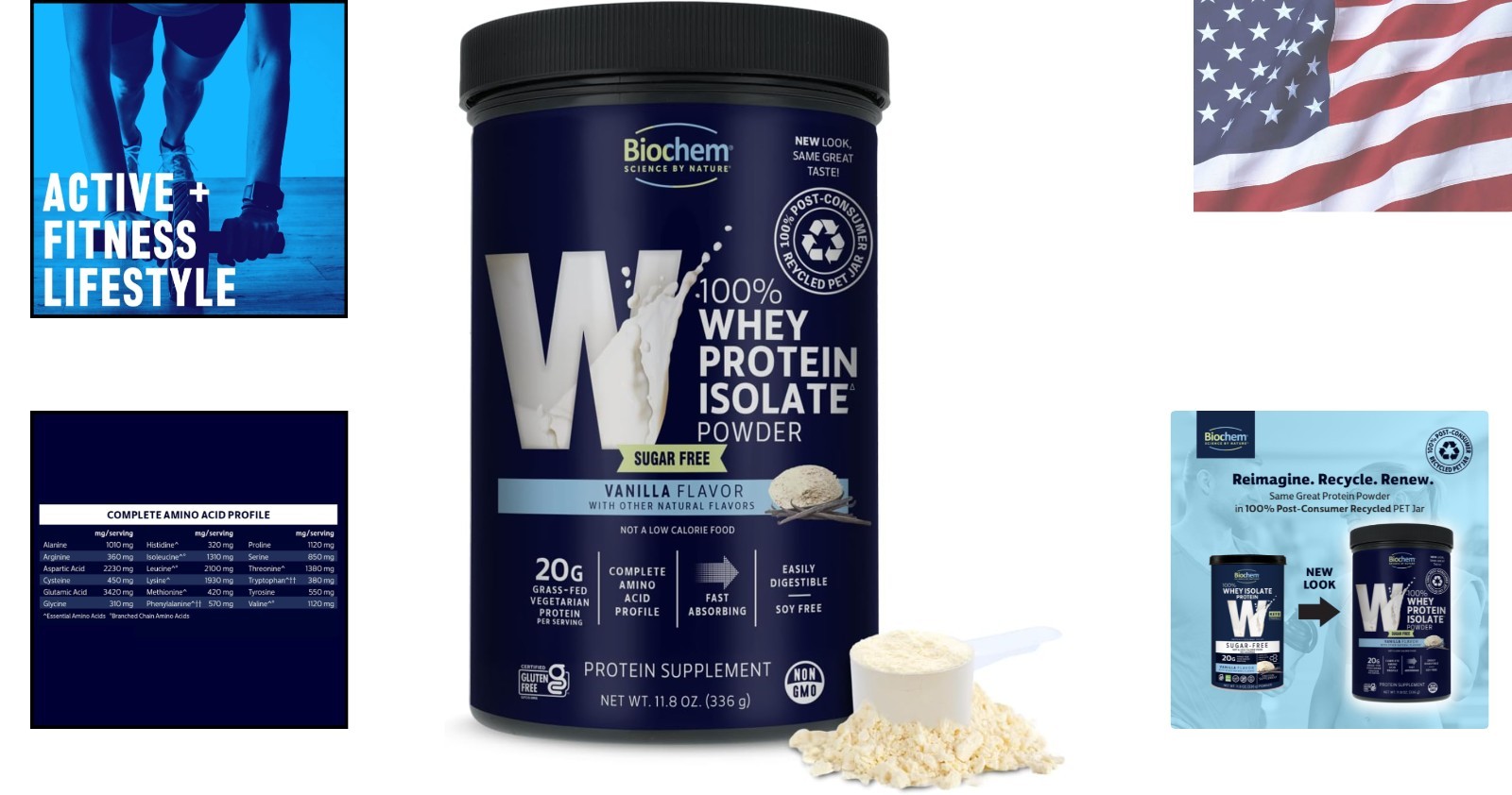 100% Whey Sugar-Free Vanilla 20g Protein, Gluten-Free & Keto Friendly 11.8oz
