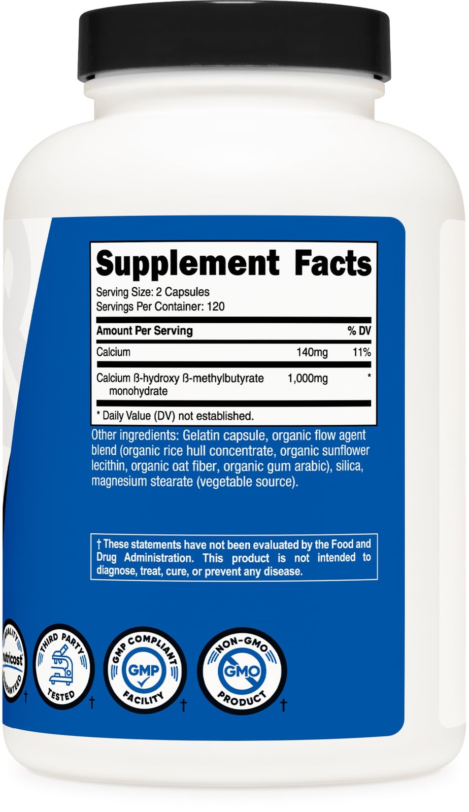 Nutricost HMB (Beta-Hydroxy Beta-Methylbutyrate) 1000mg 240 Count (Pack of 1)