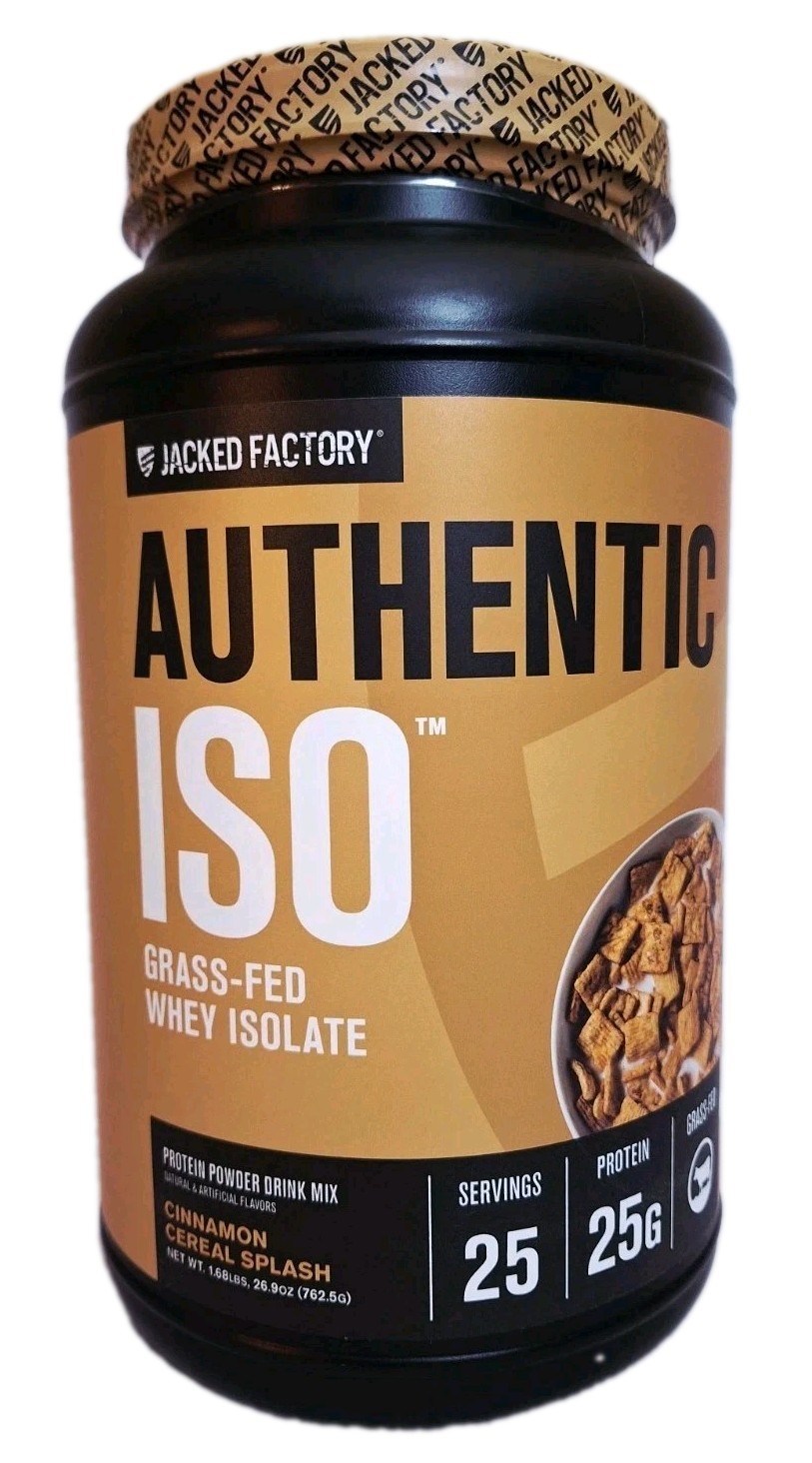 Jacked Factory Grass-fed ISO Cinnamon Cereal, 25 Serv, 25g Protein, 04/2027✨️