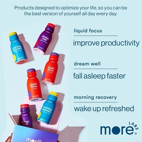 More Labs Liquid Focus, Nootropic Smart Drink with 3.4 Fl Oz (Pack of 12)