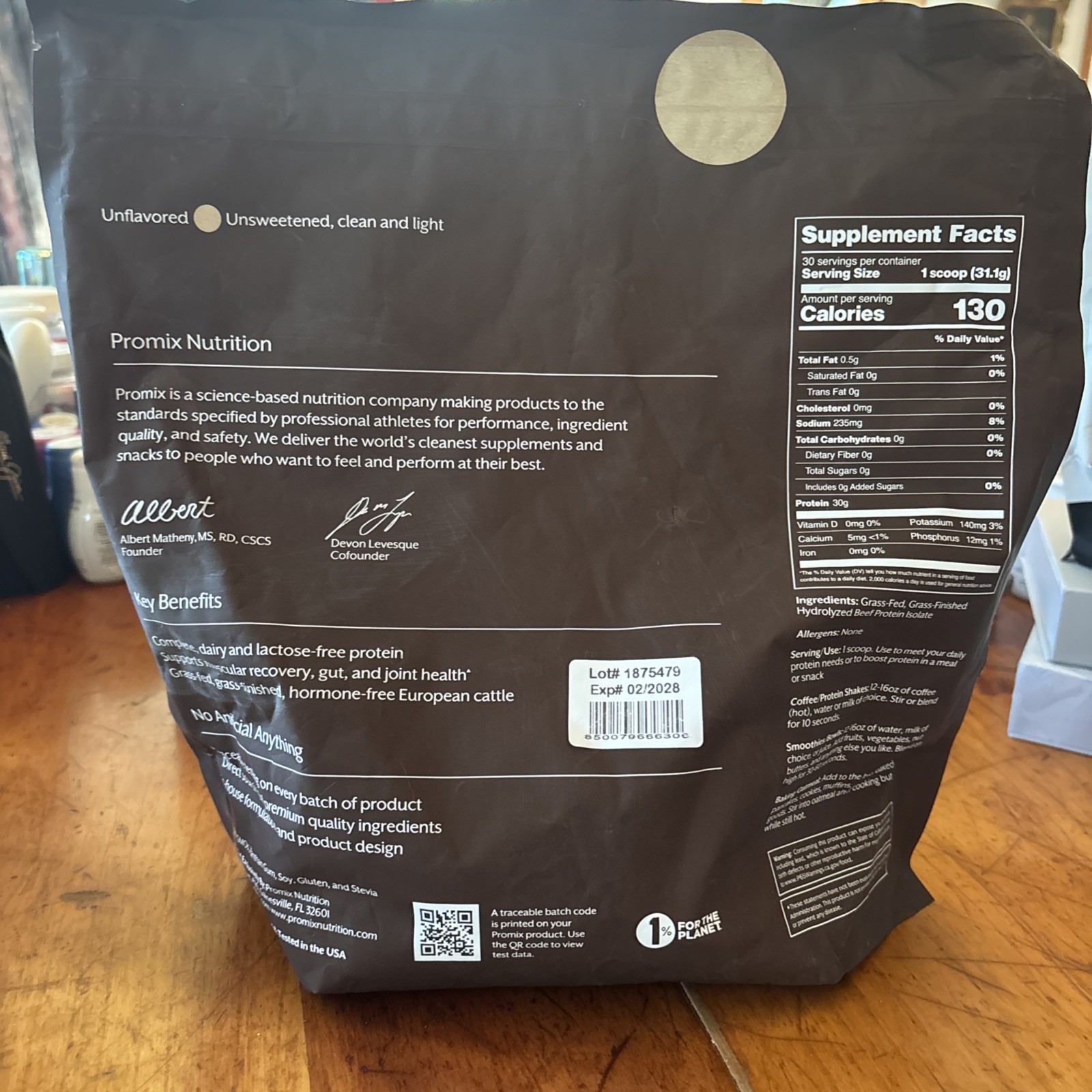 Promix Grass Fed Beef Protein Isolate Unflavored 30 Servings