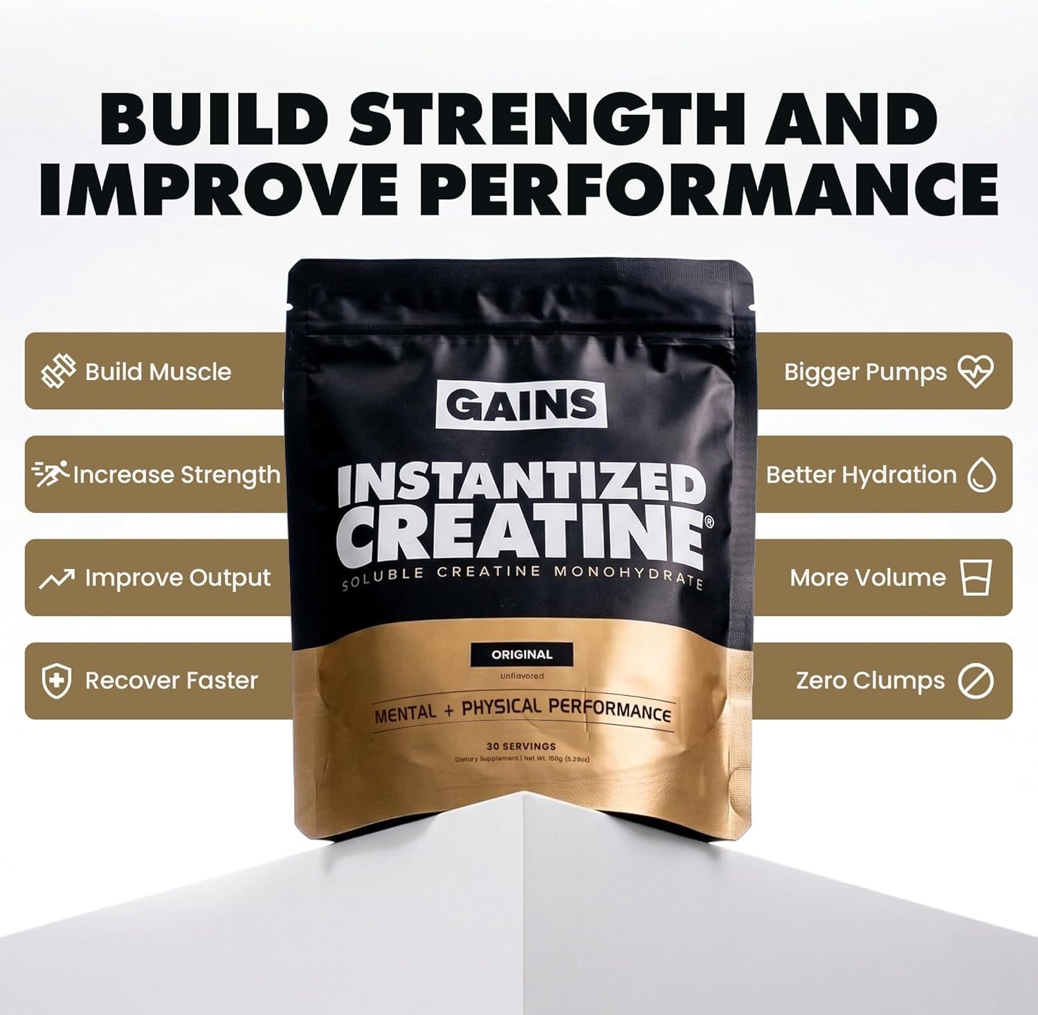 Gains in Bulk Instantized Creatine Powder Monohydrate Unflavored, 30 Servings