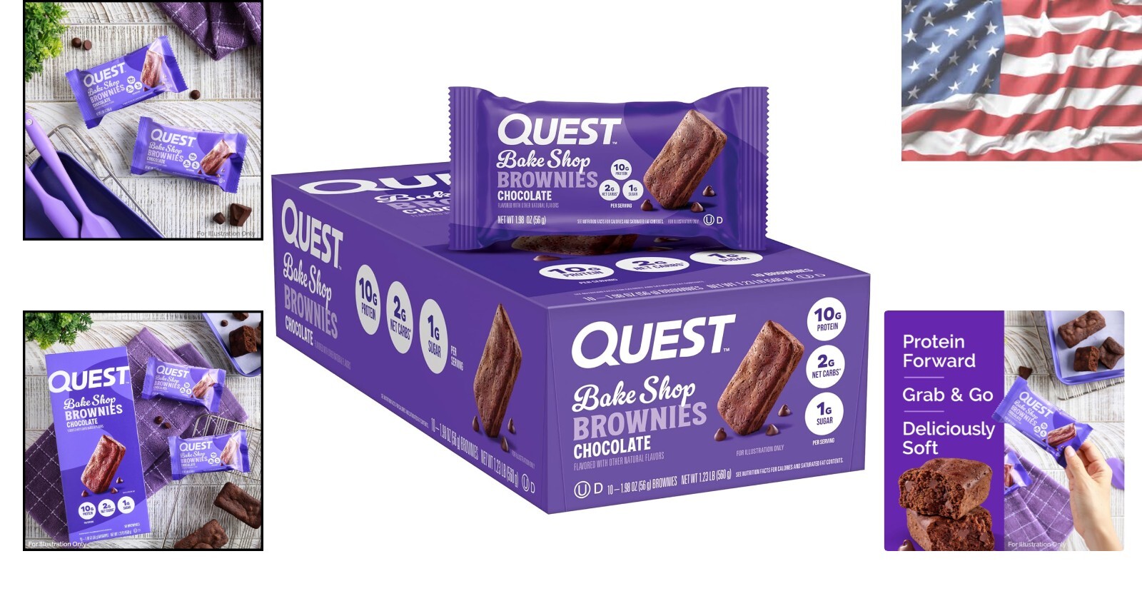 Quest Bake Shop Chocolate Brownies – 10g Protein, 2g Carbs, 1g Sugar, 10 Count