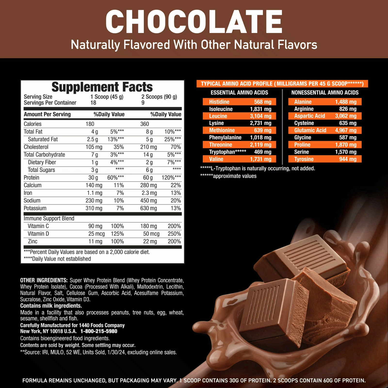 Body Fortress Super Advanced 100% Premium Whey Protein Powder, Chocolate, 1.78lb