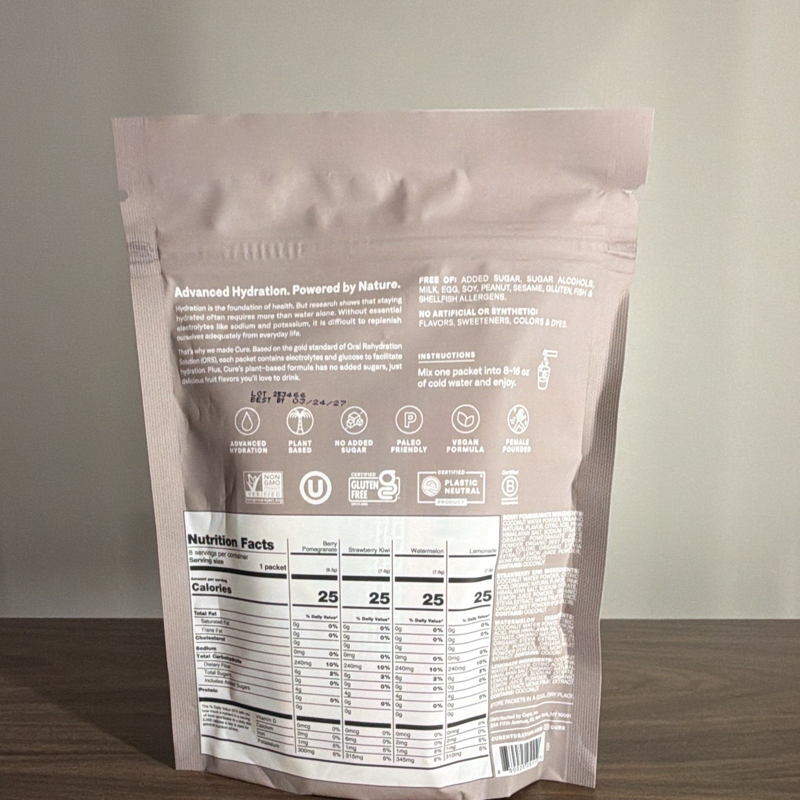 Cure Hydration Electrolyte Drink Mix Powder Variety Pack Vegan 8 Pack 2 oz