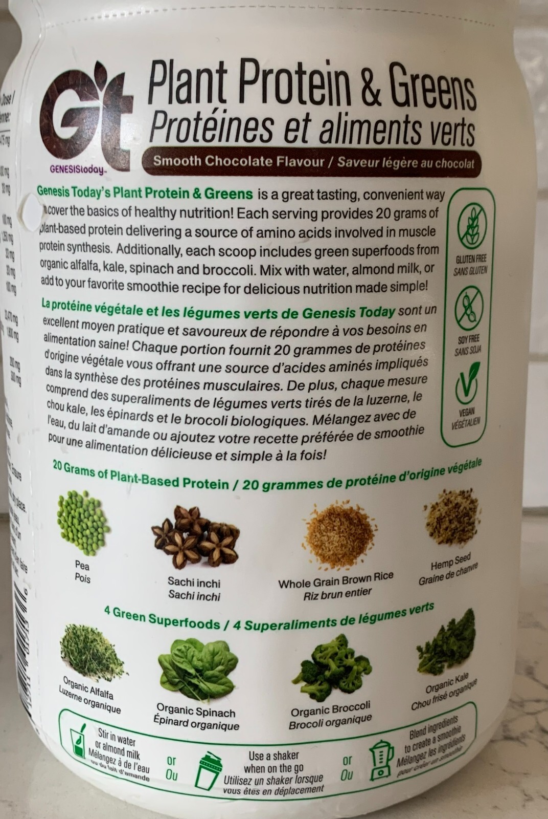 Genesis Today Plant Protein & Greens Vegan Superfood Chocolate Smoothie 18.5oz