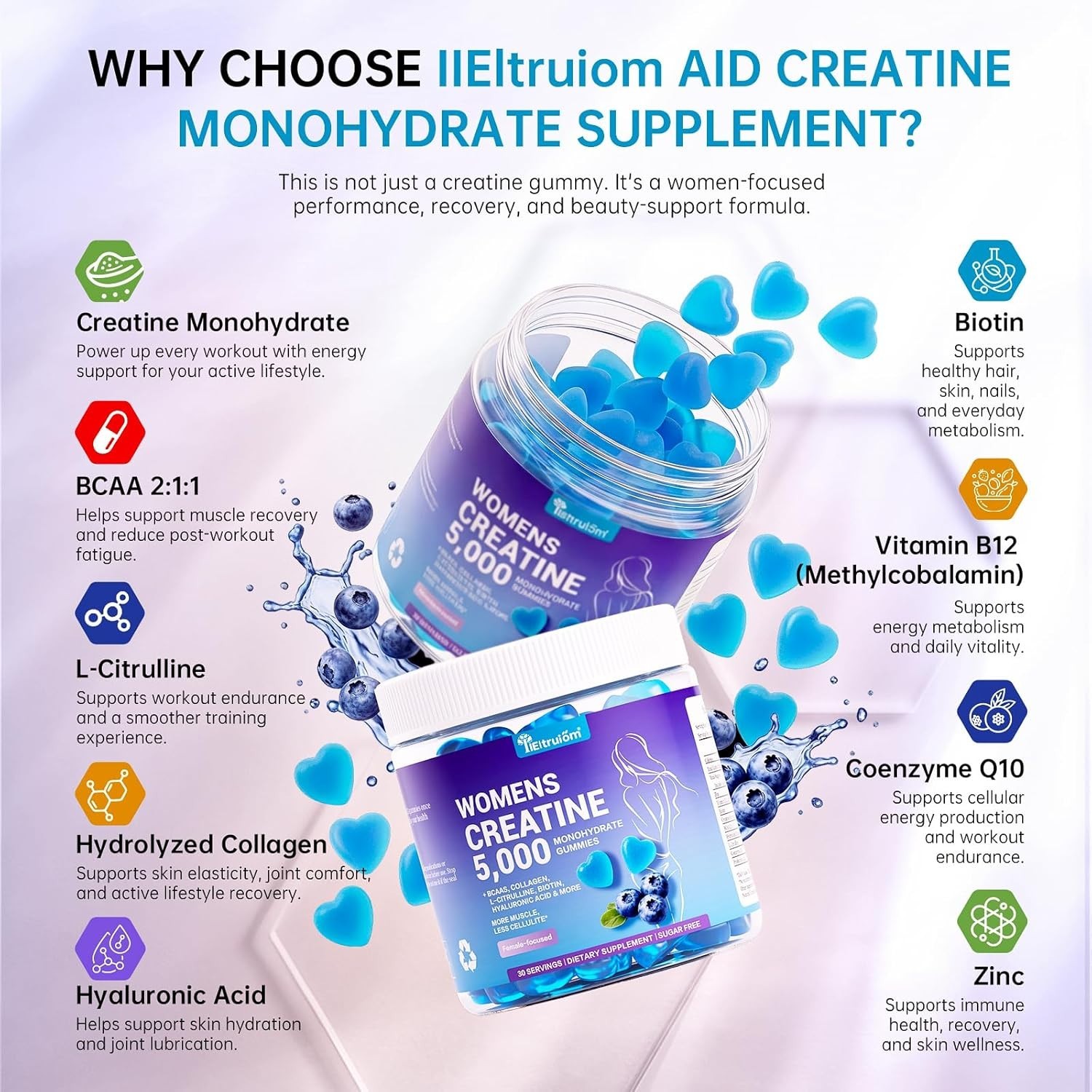 Creatine Gummies for Women ~ 5000mg Creatine Monohydrate Gummies