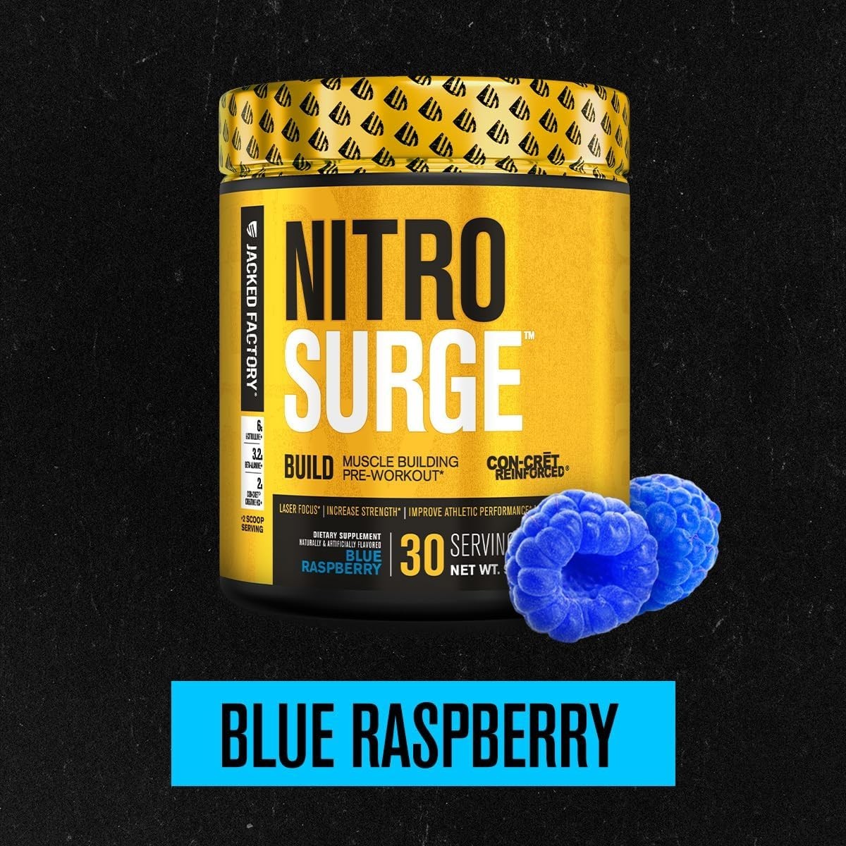 Elevate Workouts with Nitrosurge Build Pre Workout – 30 Servings, Blue Raspberry