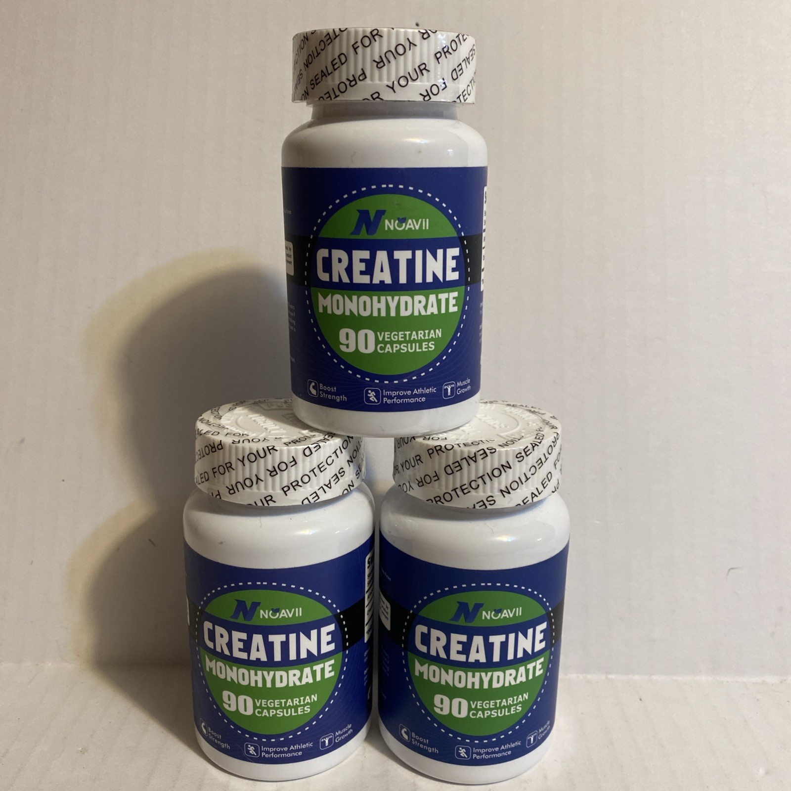 Noavii Creatine Monohydrate Capsules 90ct, Exp 07/2026. 3 Bottles Included