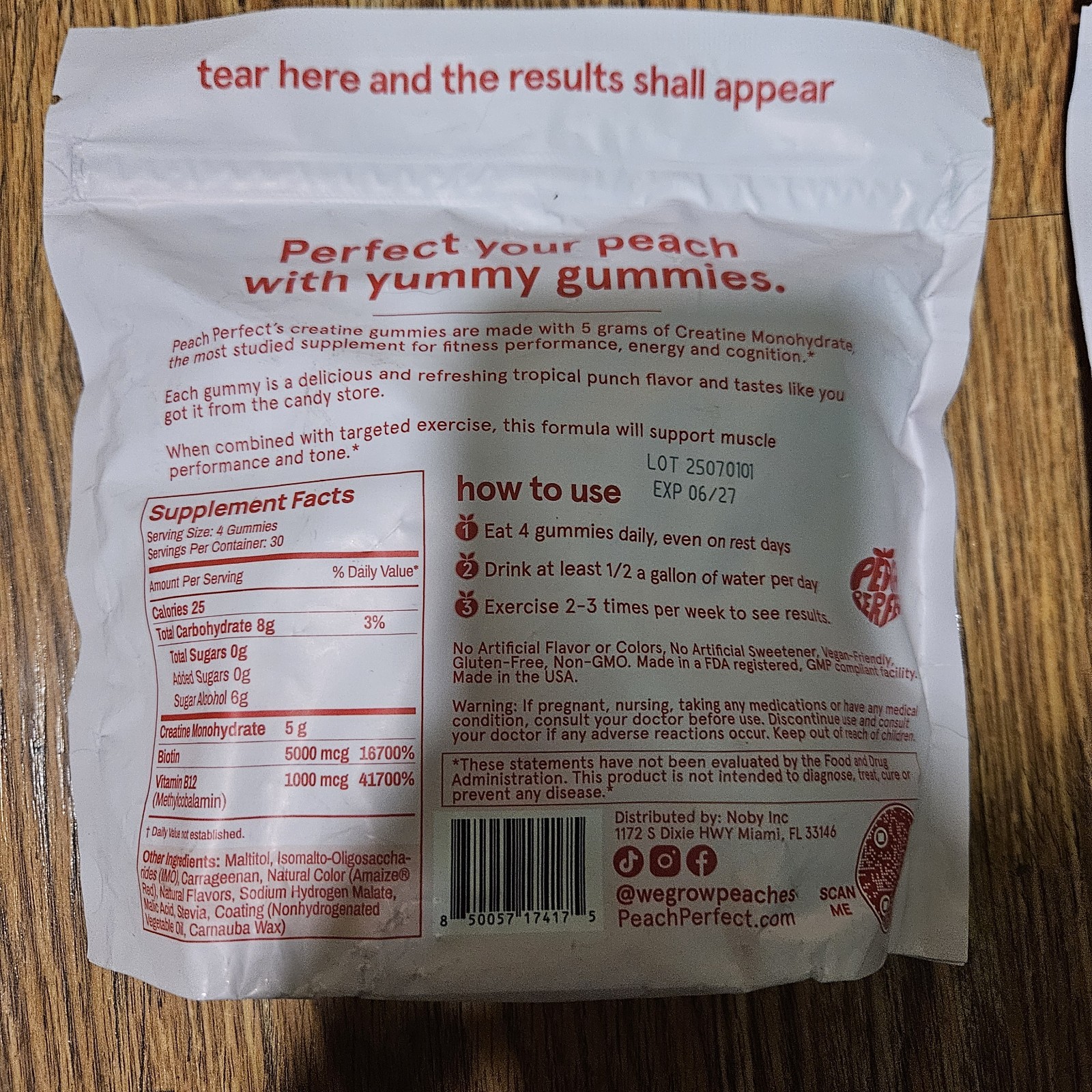 2 Bags Peach Perfect Creatine Monohydrate Gummies Tropical Punch 120ct × 2