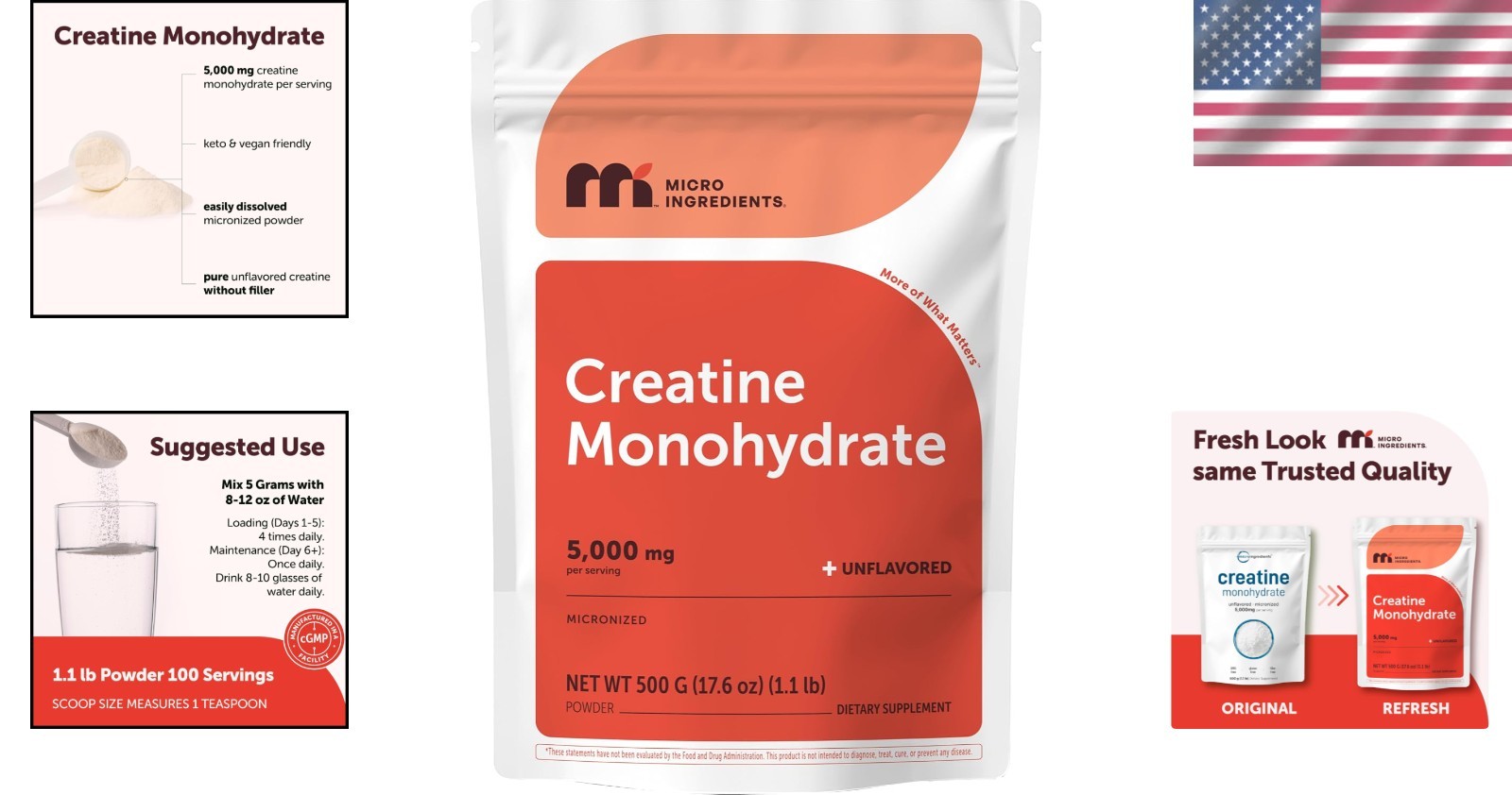 Keto-Friendly Creatine Monohydrate Powder 1.1 lb – 100 Servings for Energy Boost