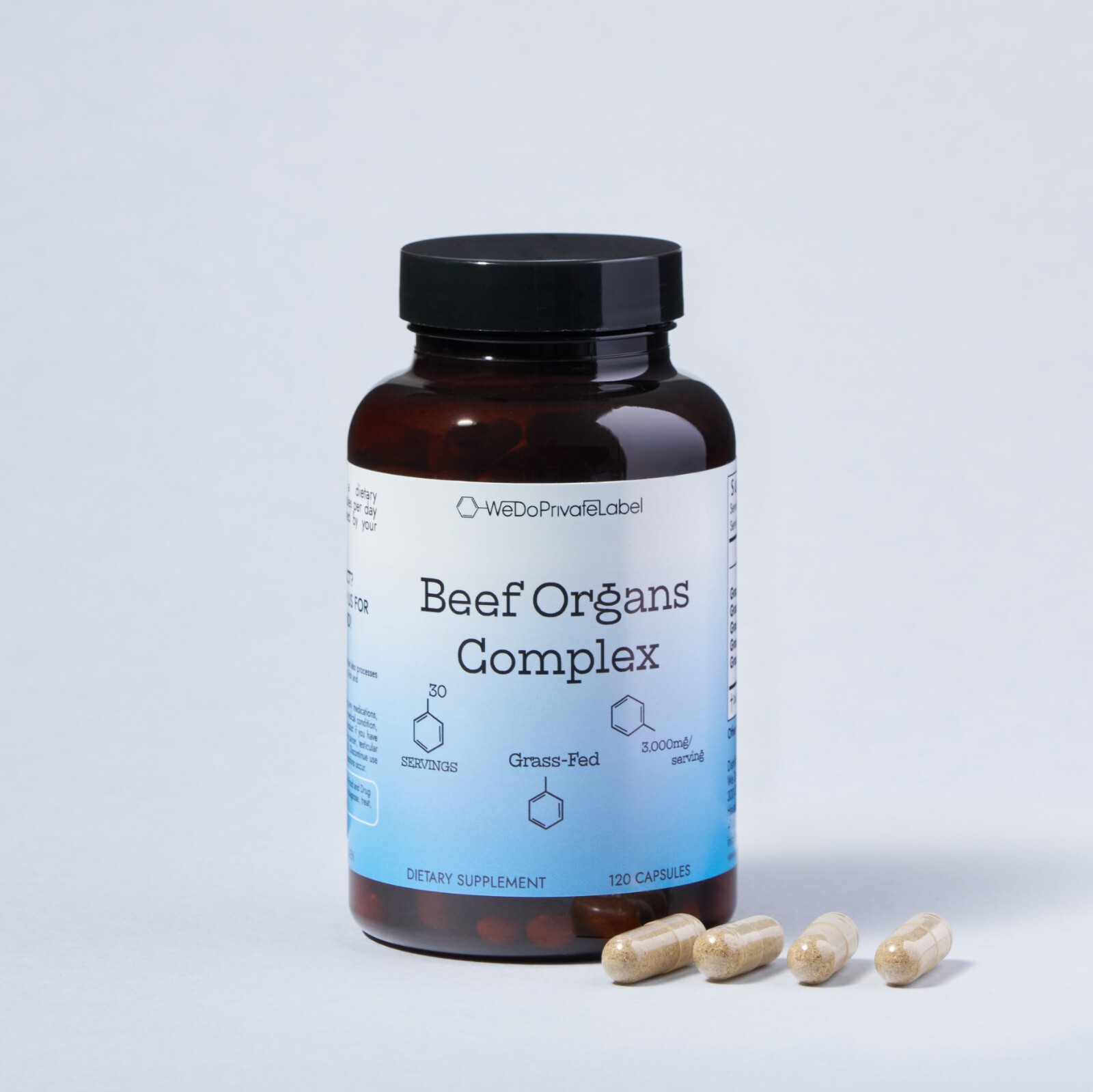 Beef Organs – Capsules, 120 Ct. 3000mg, Grass Fed, Non GMO