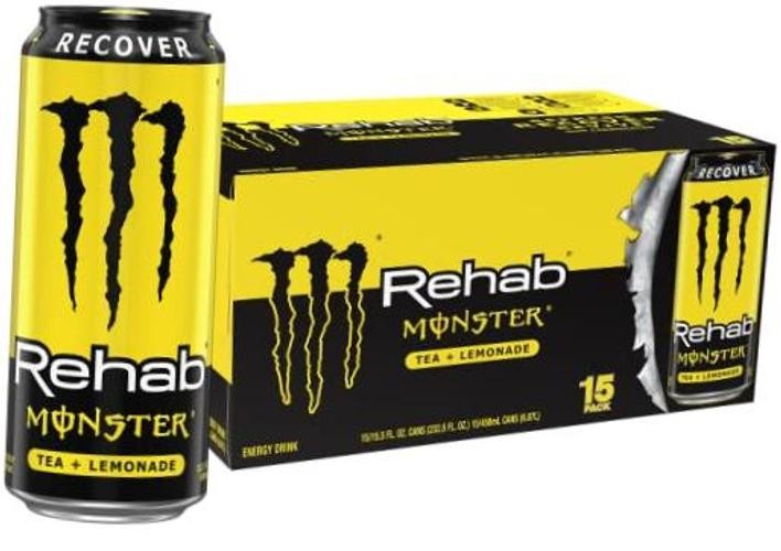 Rehab + Energy, Energy Drink 15.5 Ounce | Energy Iced 15 Pack Tea + Lemonade