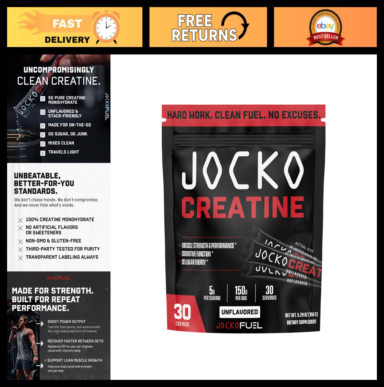 Creatine Monohydrate Stick Packs – Micronized Travel Size Powder for Muscle Grow