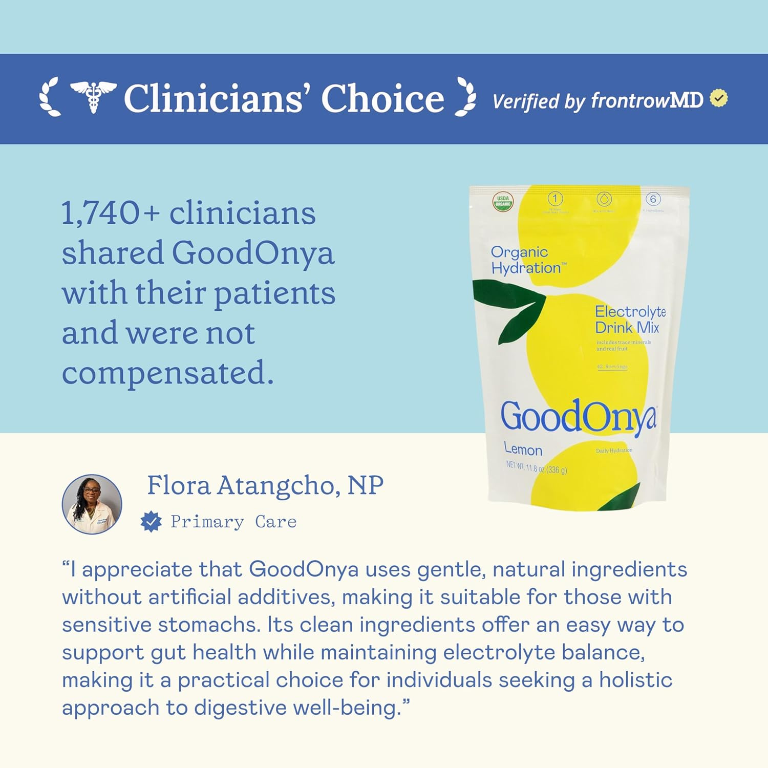 GOODONYA Organic Hydration Electrolyte Drink Mix, Certified Organic Hydration Po