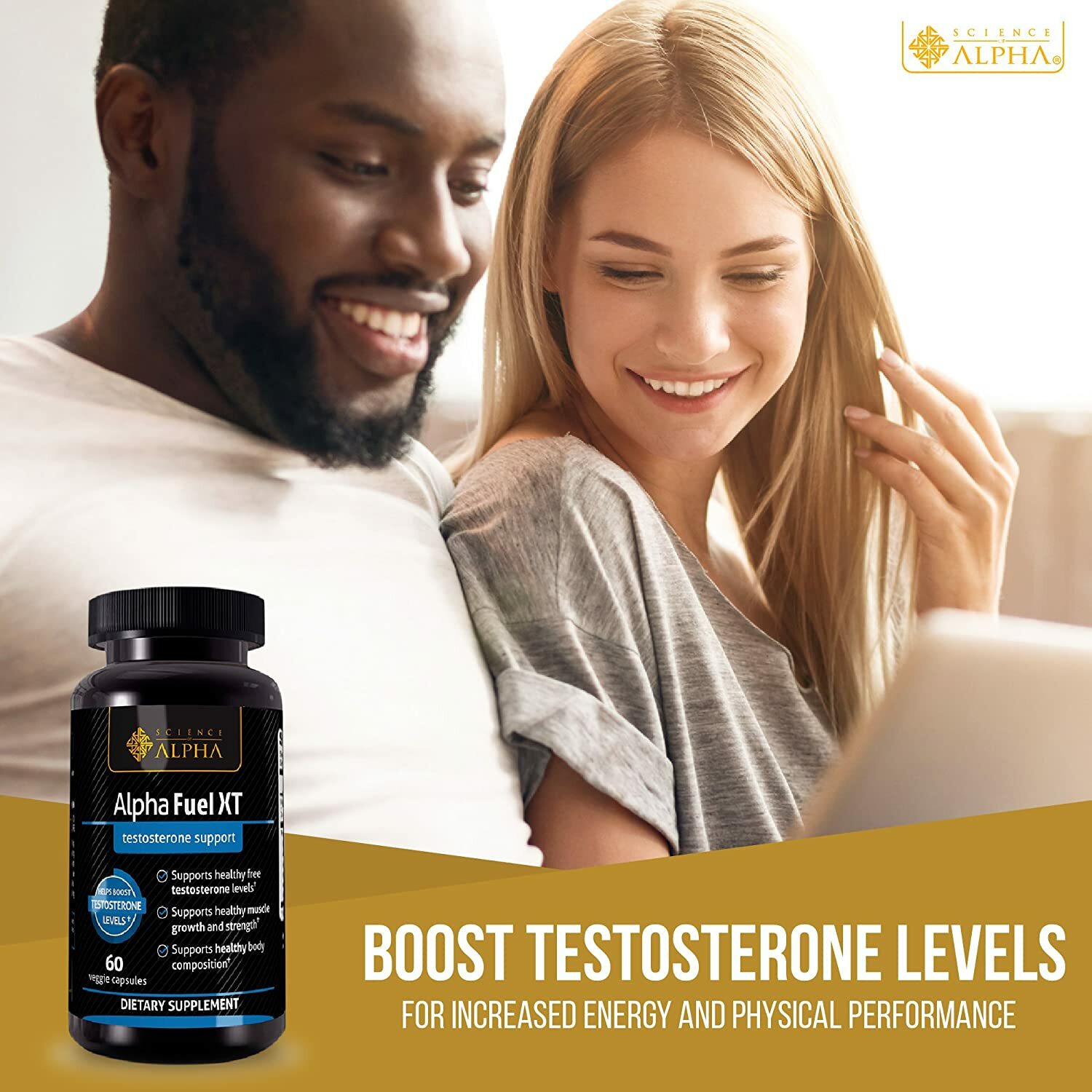 2 Bottles Testosterone Booster Alpha Fuel XT Naturally Increases Strength