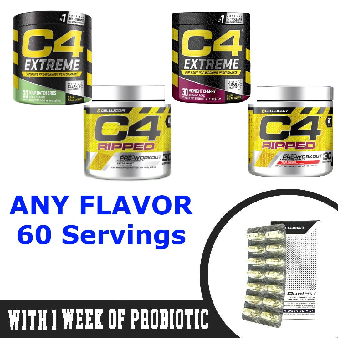 CELLUCOR – C4 ORIGINAL Pre-Workout Icy Blue Razz – 60 Servings & More