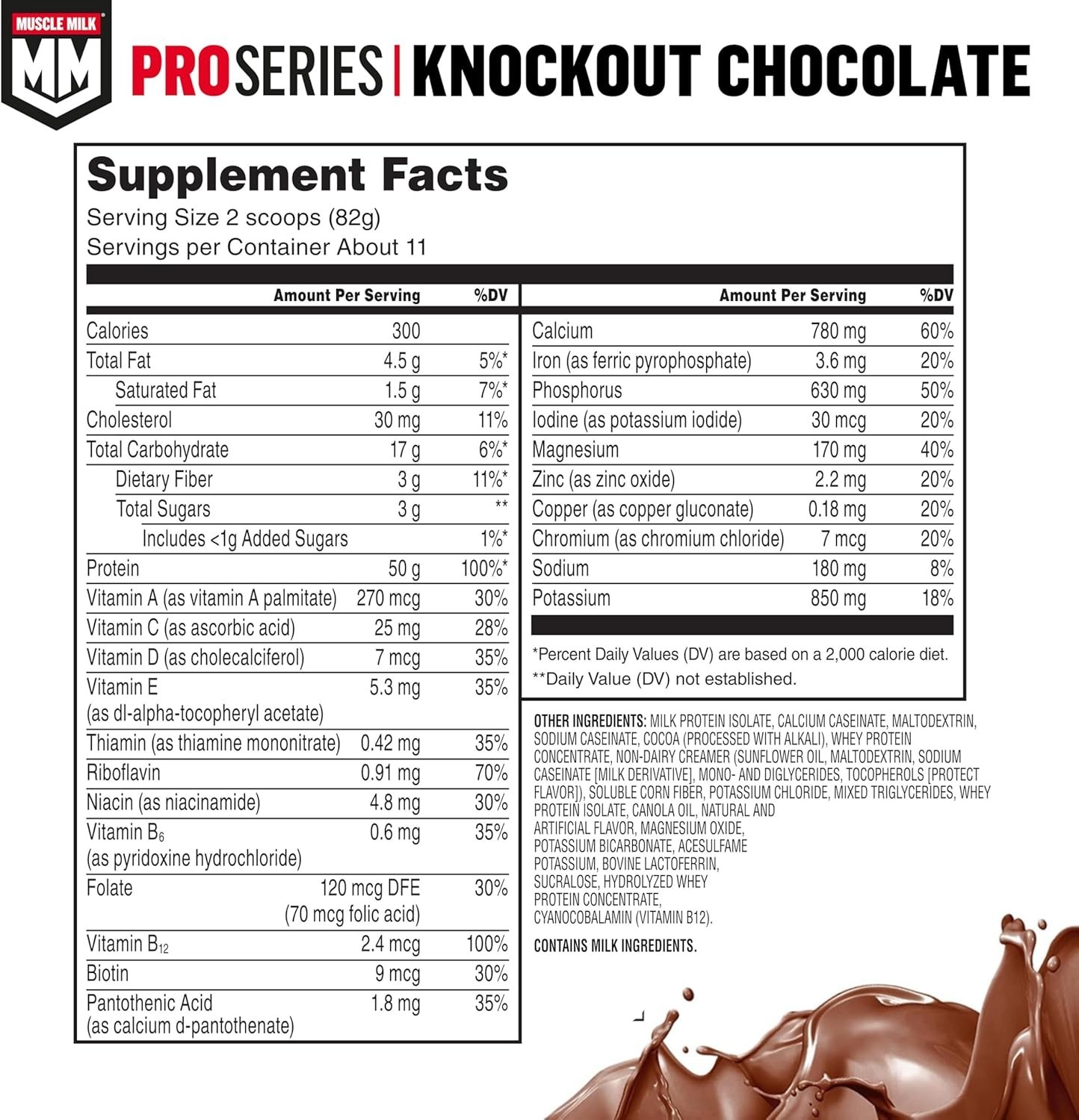 NSF Certified Pro Series 2lb Protein Powder – 50g Protein, 3g Sugar, Gluten-Free