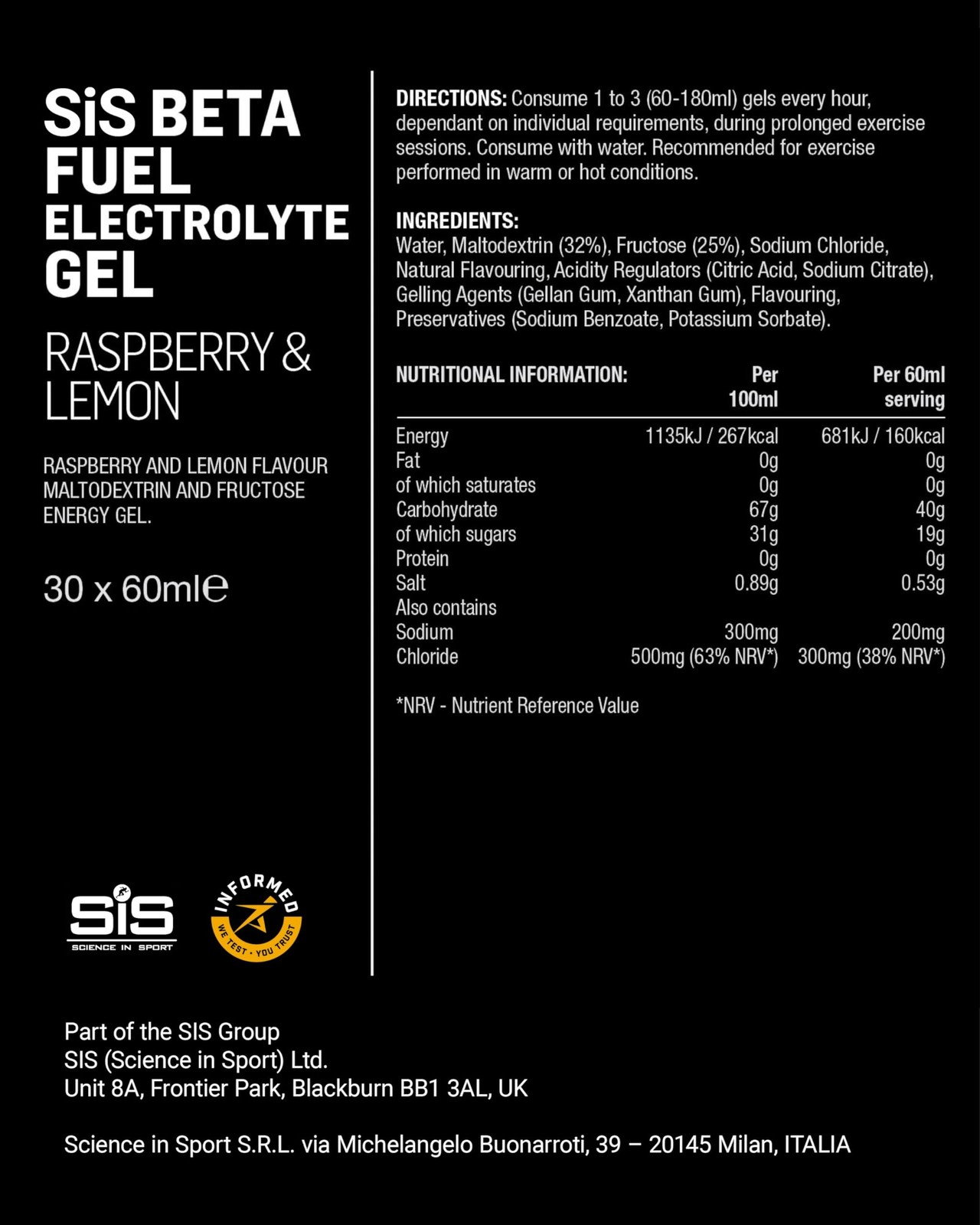 Science In Sport – Gel – 10.8 – 40G – – 30 Count