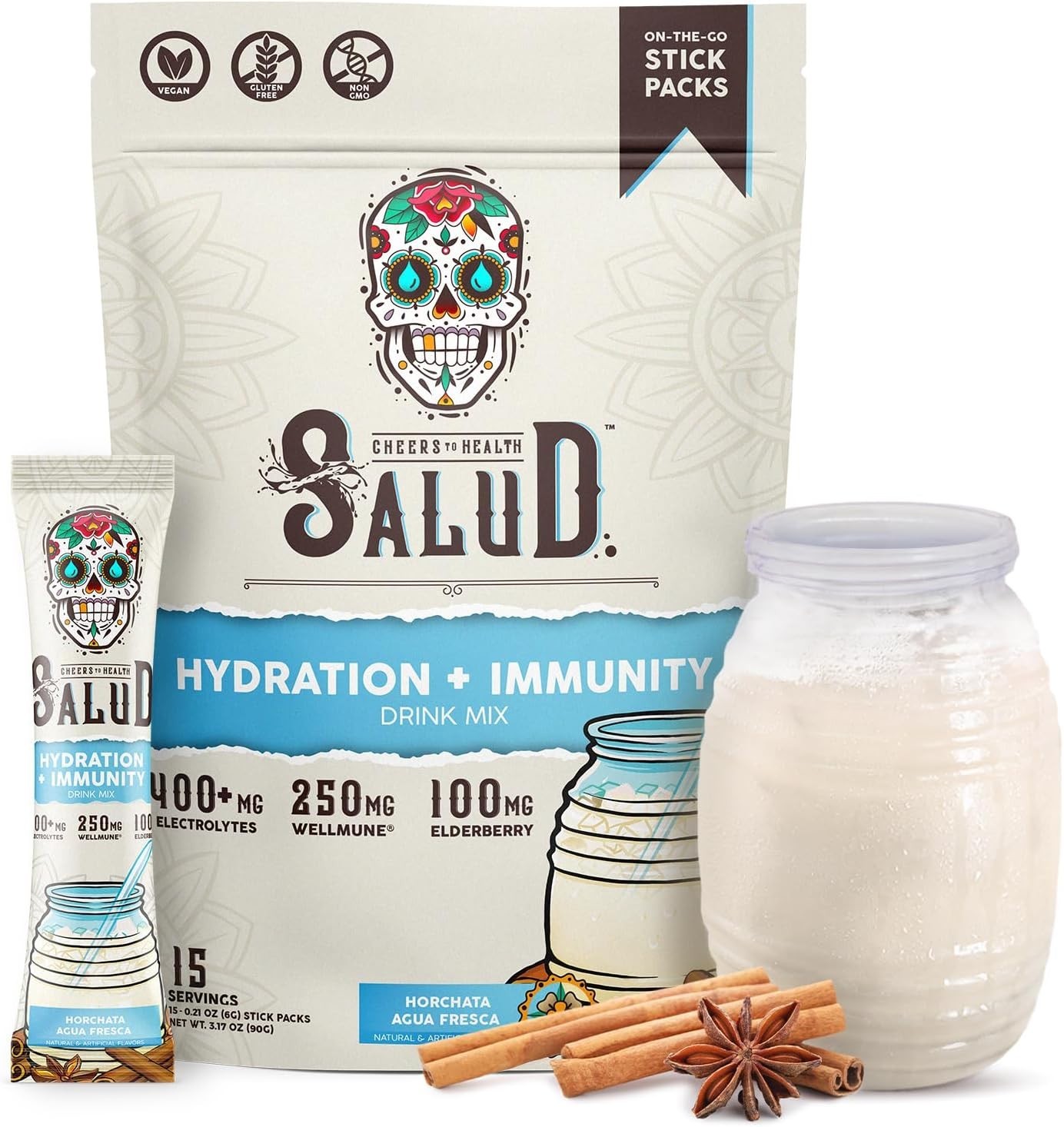 Horchata Immunity & Electrolytes Powder by Salud – , Non-GMO, 15 Servings