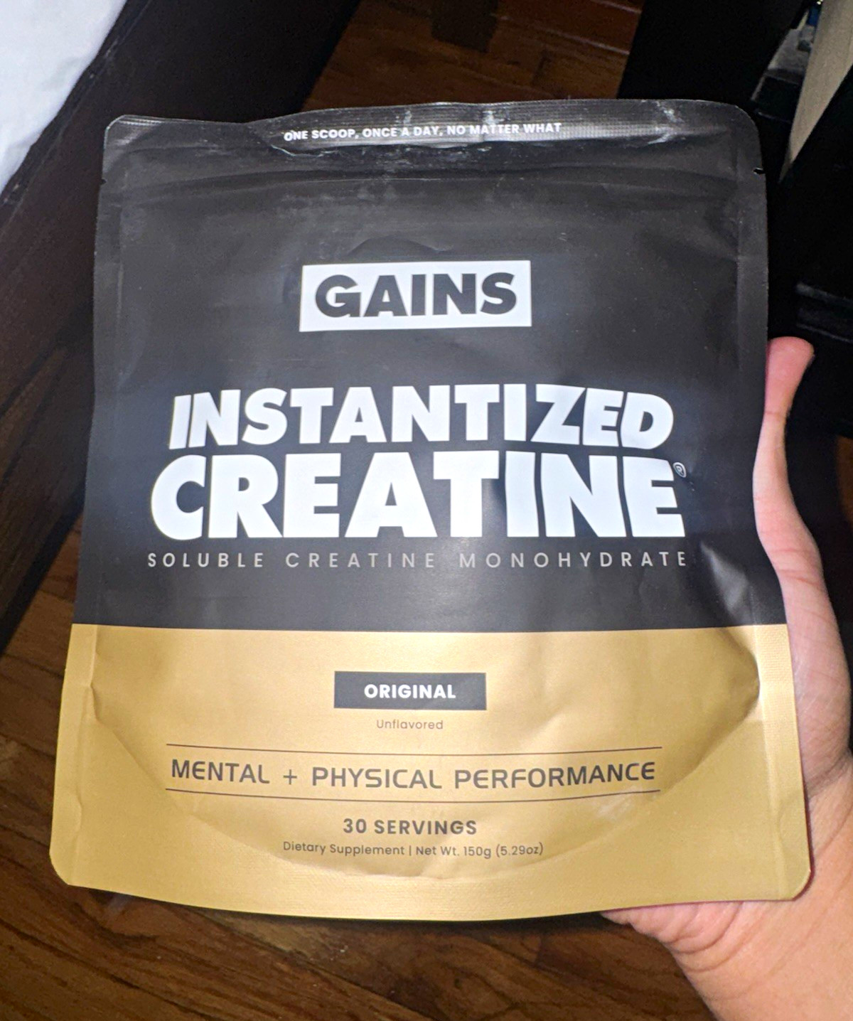 GAINS Instantized Creatine Monohydrate Powder Unflavored Vegan 150g 30 Serv
