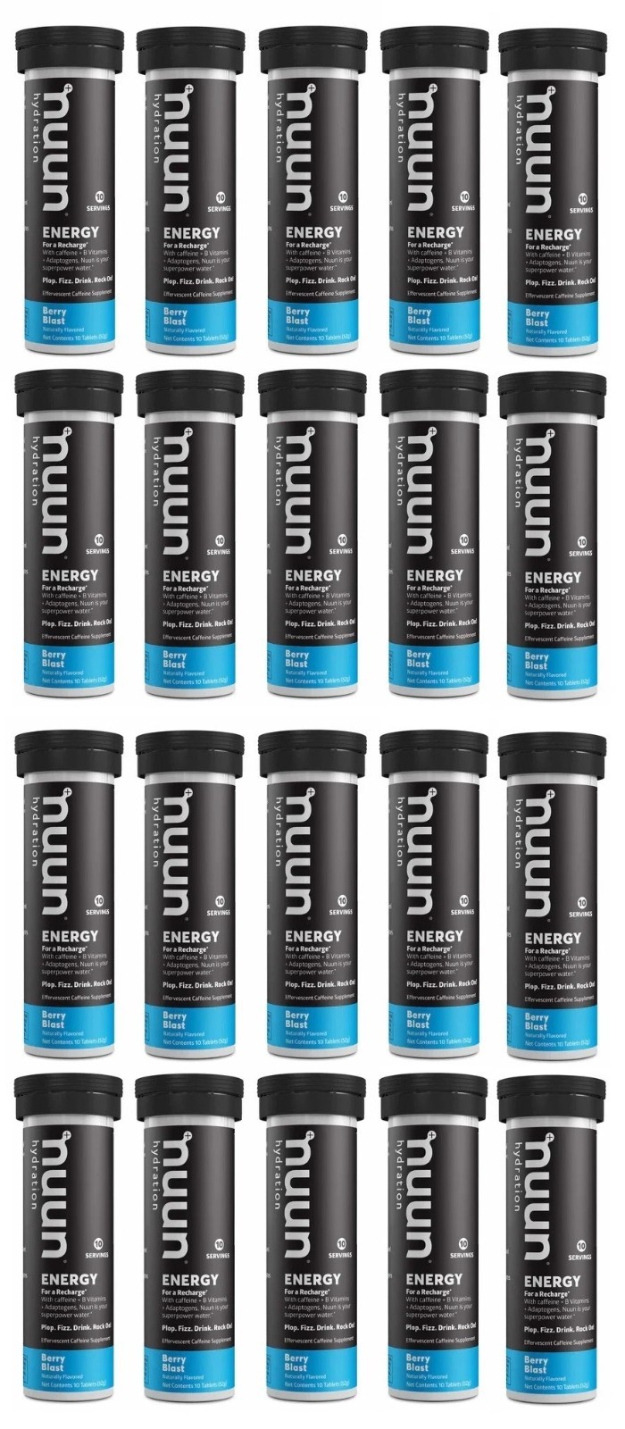 Nuun, Daily Hydration, Energy, Berry Blast 10 tablets, Pack of 20, EXP 06/27