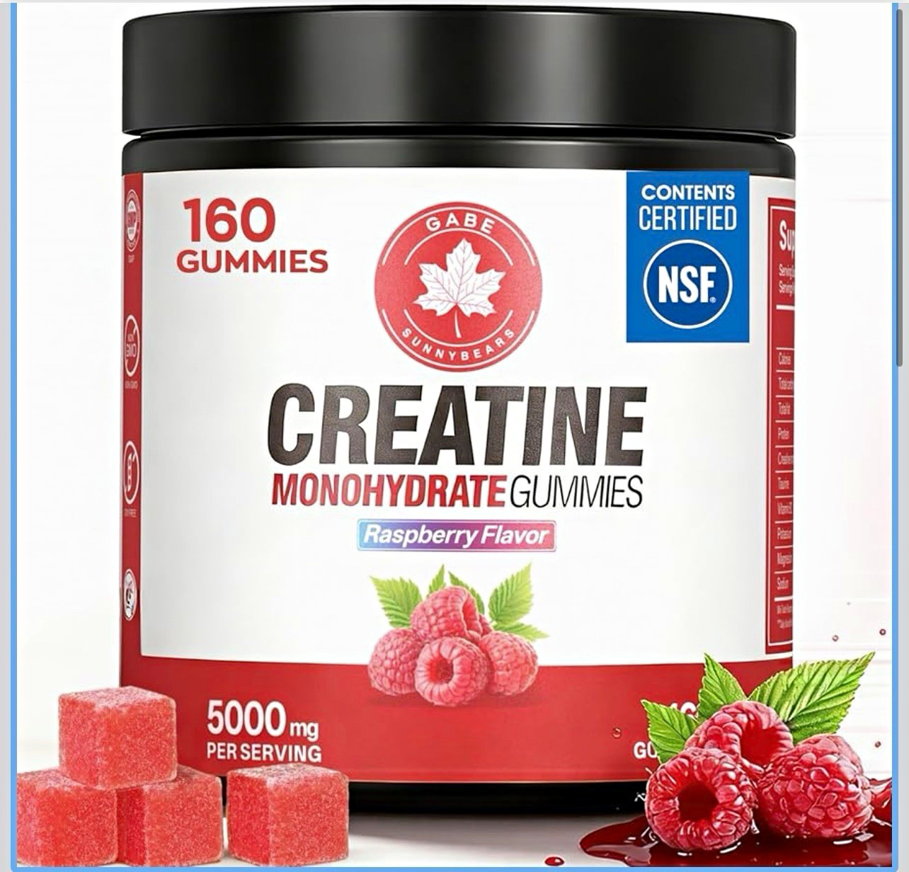 GABE Sunnybears Creatine Monohydrate Gummies NSF/GMP Vegan Raspberry 160