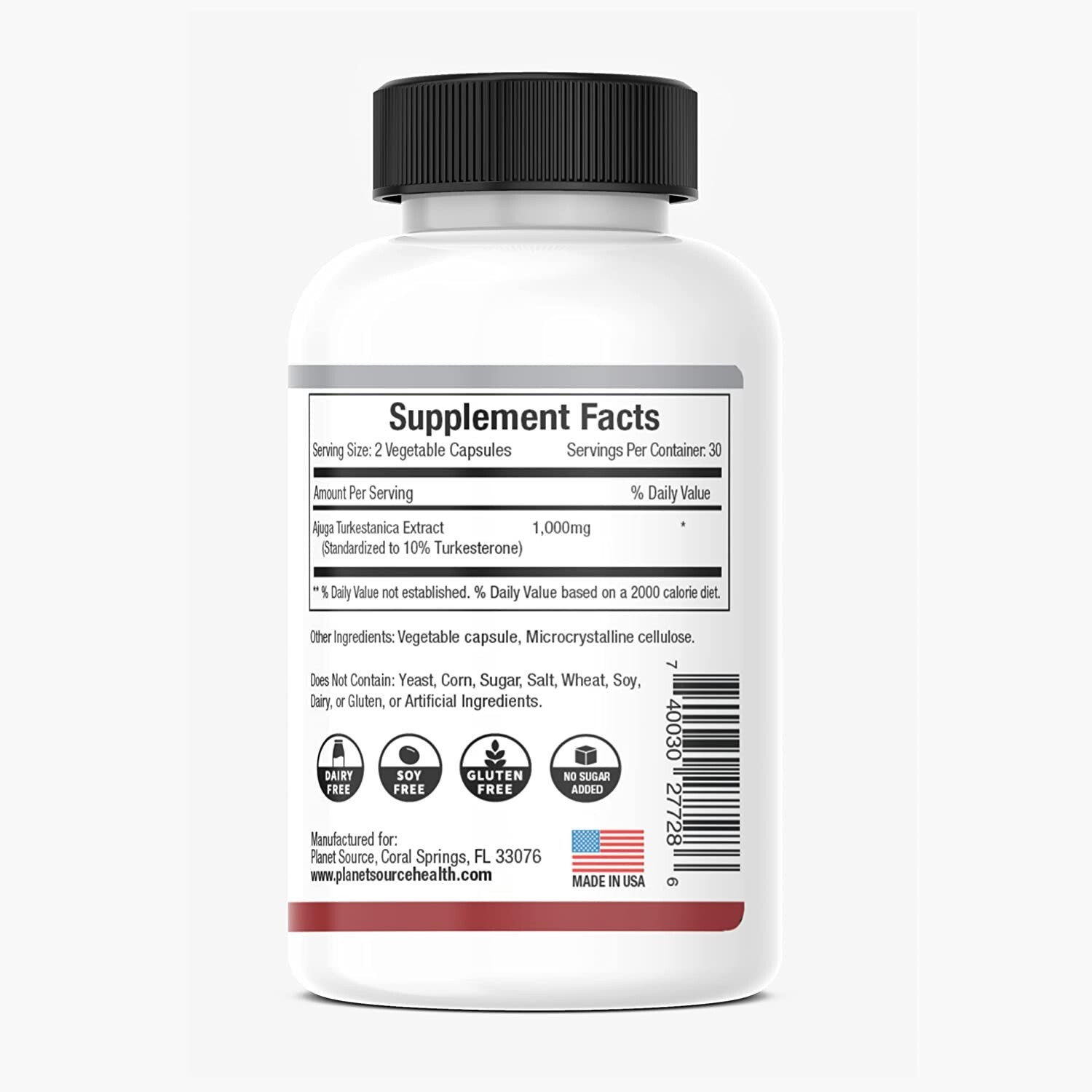 Planet Source Turkesterone 10% Extract Ajuga Turkestasnica 1000 mgs 60 capsules
