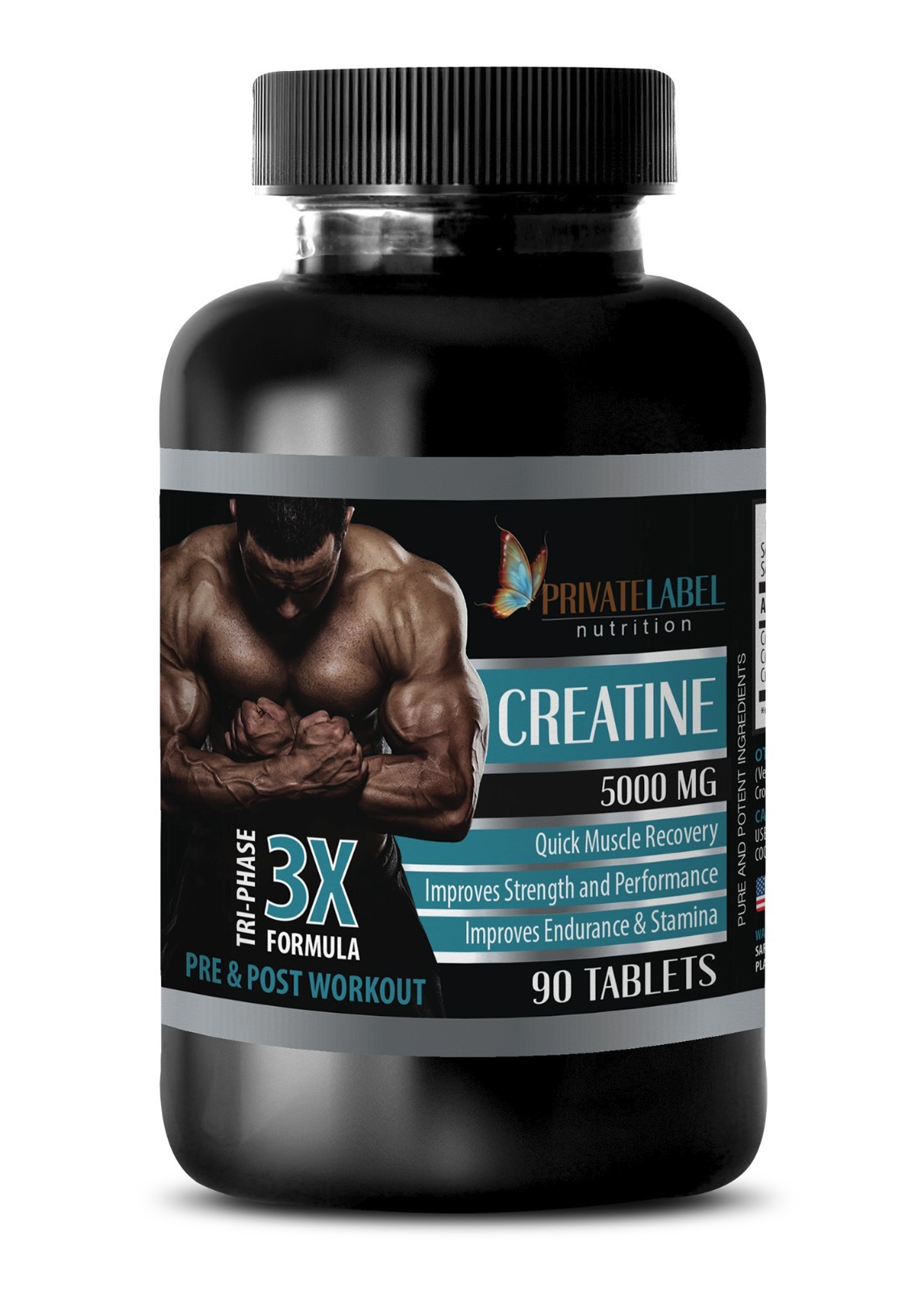 Creatine Monohydrate Powder 3X 5000mg hcl Sports Supplements 1 Bot 90 Capsules