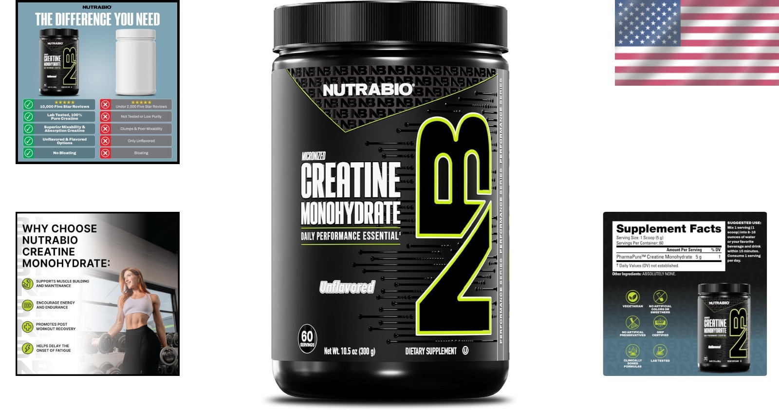 Unflavored Pure Creatine Monohydrate – 300g for Strength & Enhanced Recovery