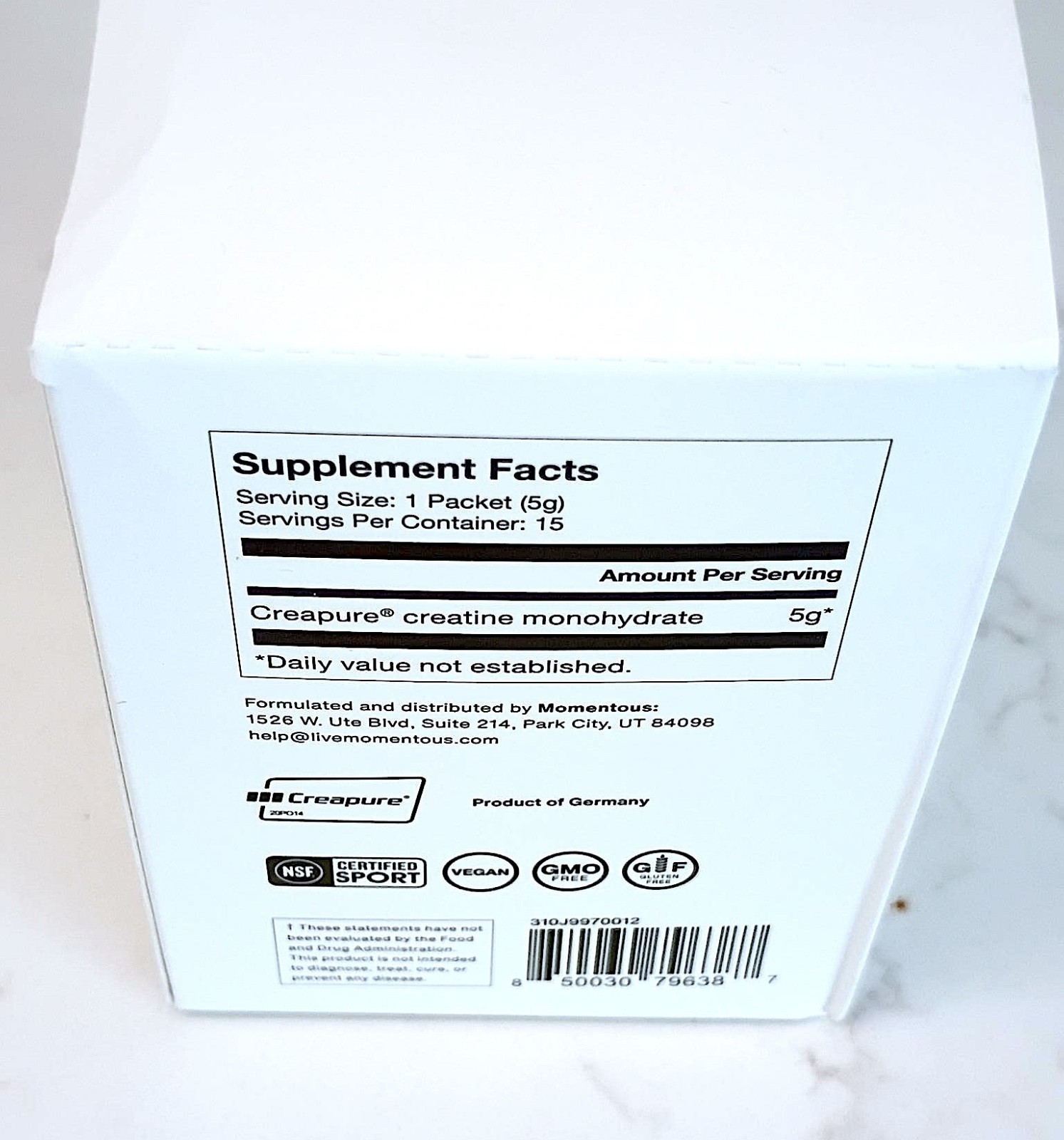Brand New Factory Sealed Momentous Creatine 15 Packets, Cognitive Muscle Support