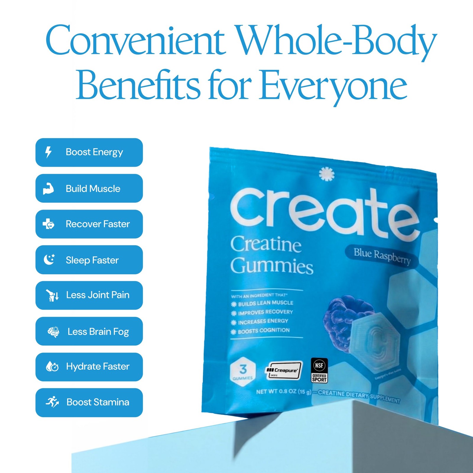 Creatine Gummies for Men & Women – NSF Certified, Made with Creapure Creatine…