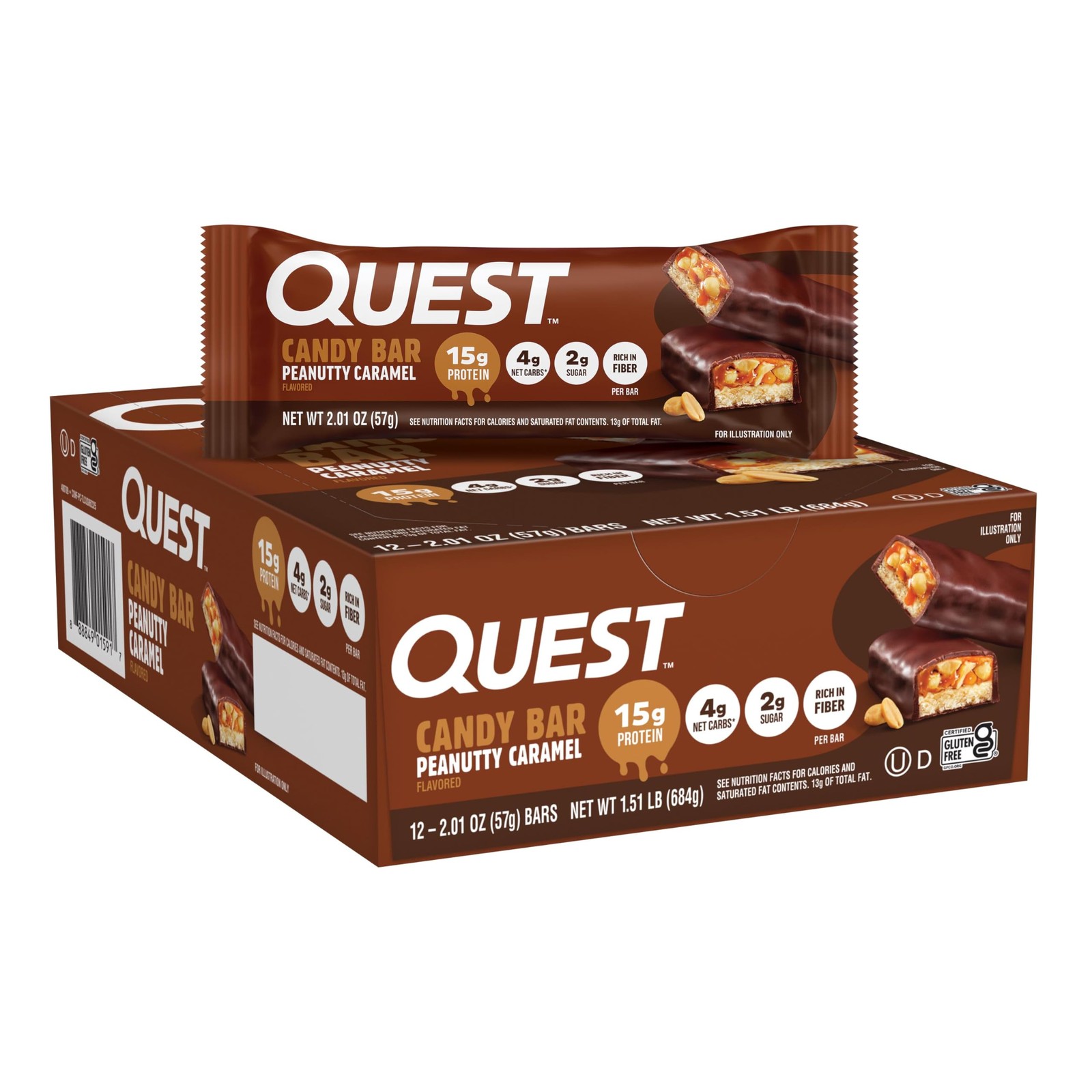 Quest Nutrition Protein Bar, Peanutty Caramel Flavor, 12 Count (Pack of 1)