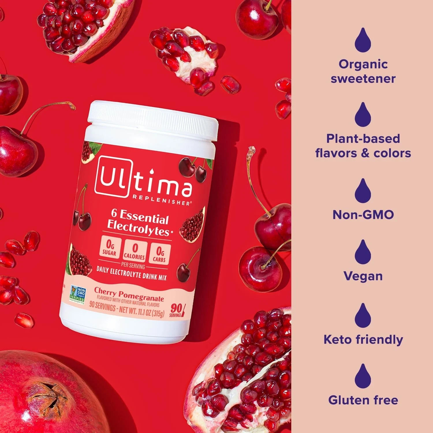 Ultima Replenisher Daily Electrolyte Powder Drink Mix – Sugar Free – Cherry P…