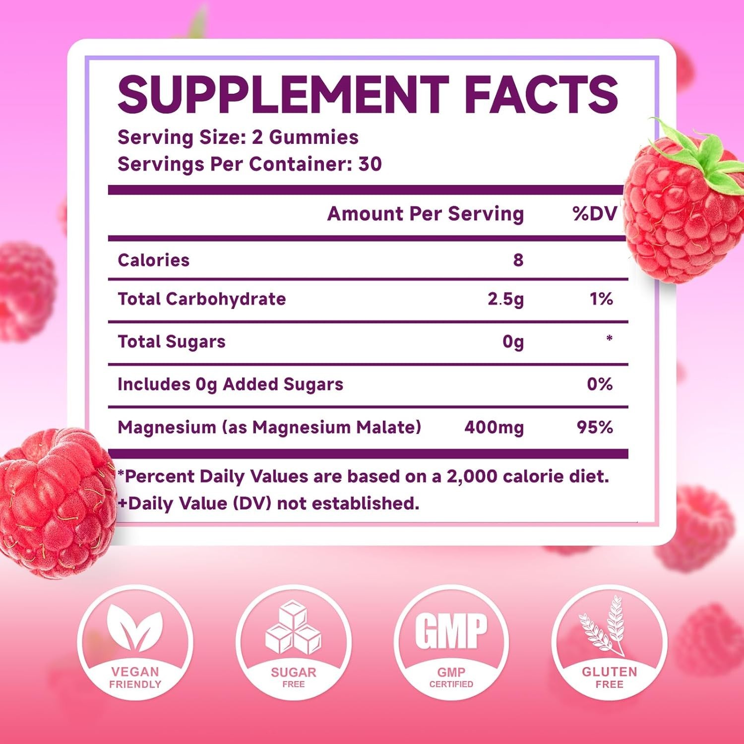 Magnesium Malate Gummies Magnesium 400 mg High Absorption Magnesium Mineral 60ct