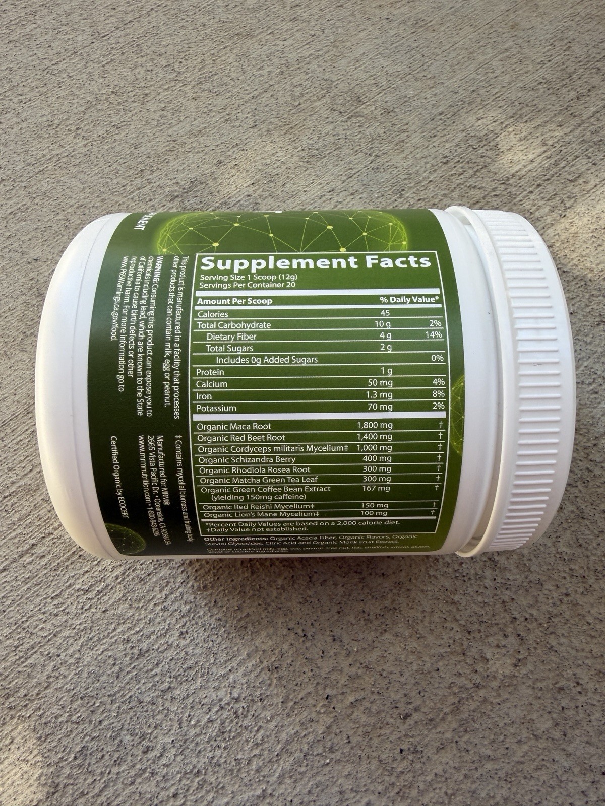 (2) MRM Nutrition Organic Pre-Workout, Black Cherry, 8.5 oz (240 g) EA -EXP 1/28