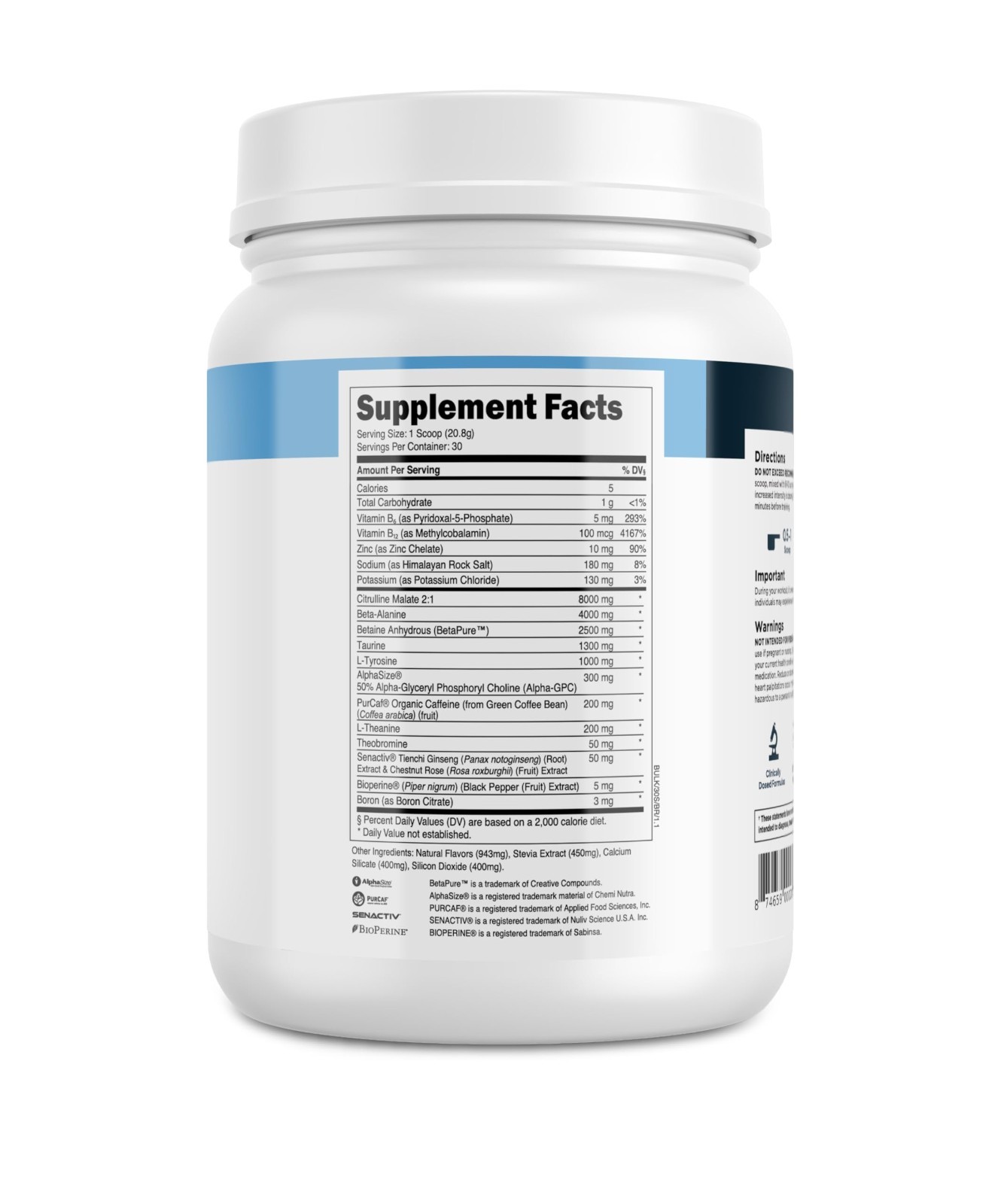 Advanced Pre-Workout Powder – Naturally Sweetened, Muscle Building Formula, 30 S