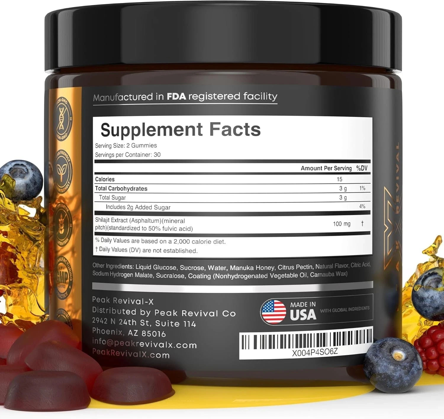 Shilajit Gummies with Manuka Honey – Increases Energy & Endurance,100mg 60 Coun