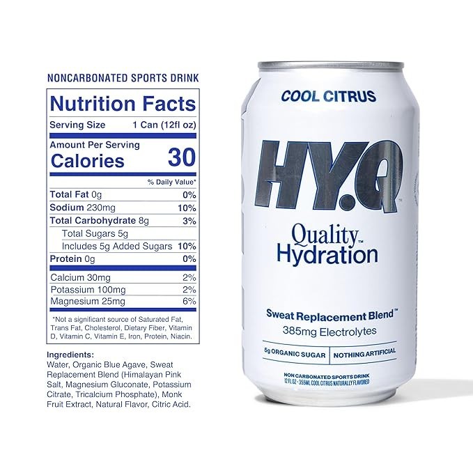 HY.Q Hydration Drink, Cool Citrus, 12 fl oz (12-Pack)