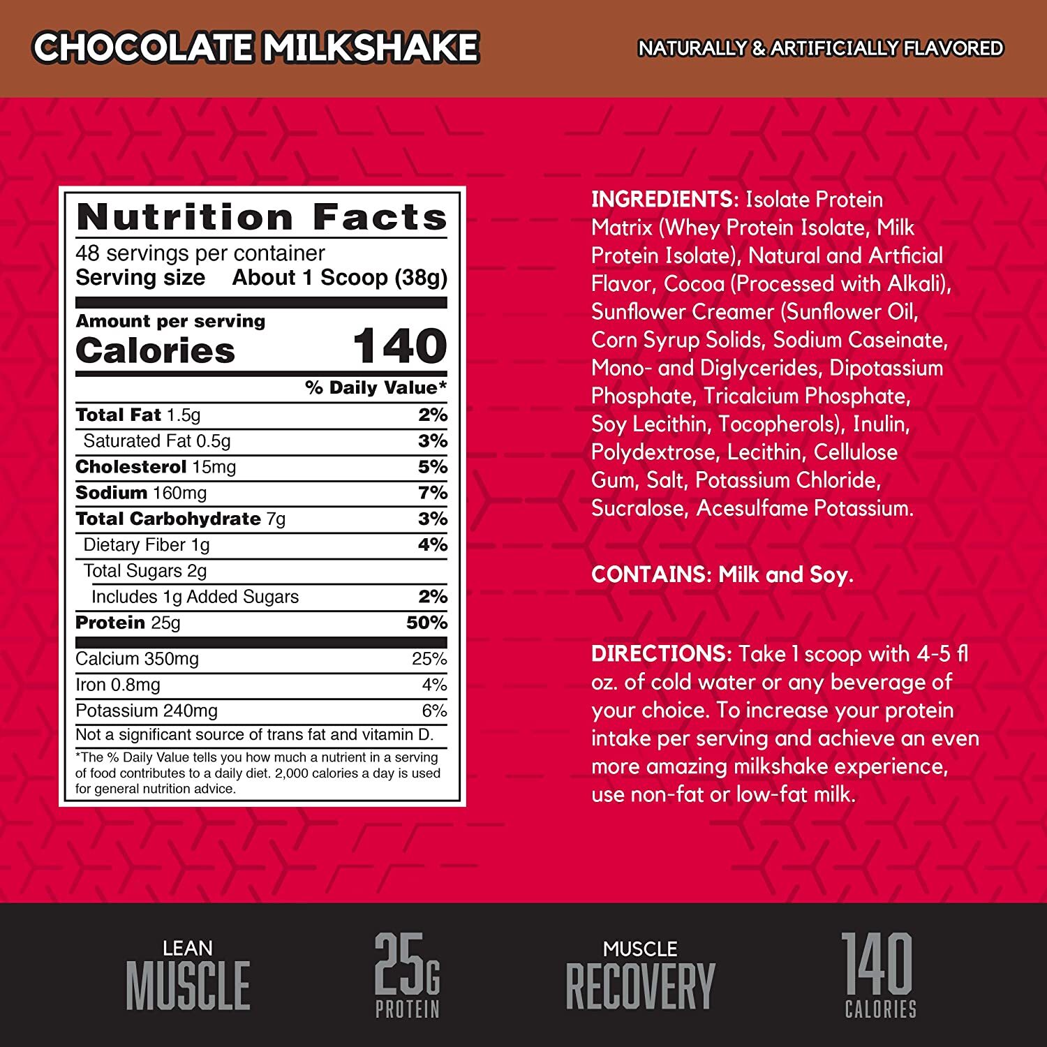 BSN, Syntha-6 Isolate, 25g Protein Powder, Chocolate Milkshake, 4.02 lbs