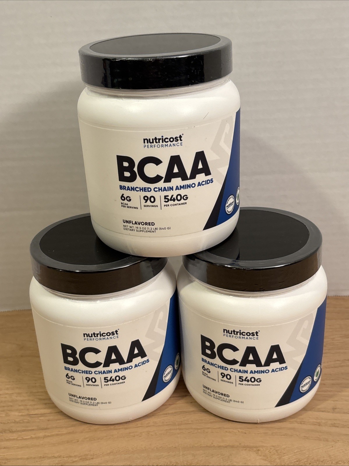 (3x) Nutricost BCAA Powder 90 Servings (Unflavored) – 6000mg Per Serving Exp4/28