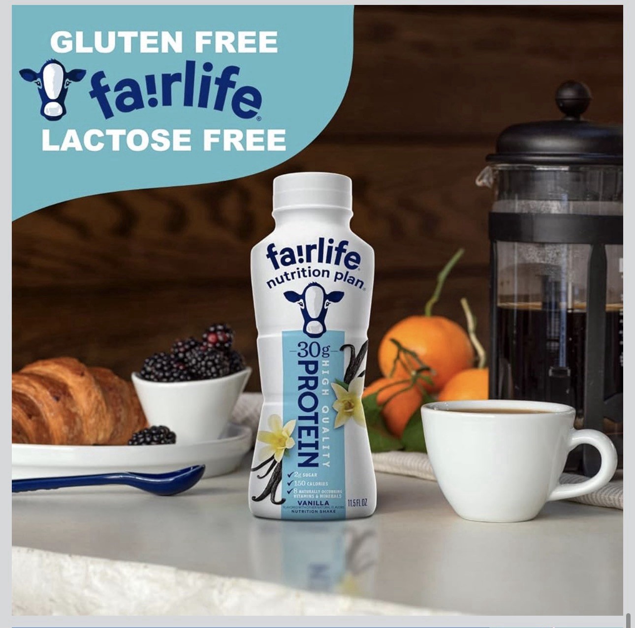 fairlife Nutrition Plan Vanilla Protein Shake 30g Lactose-Free 11.5 fl oz 12pk