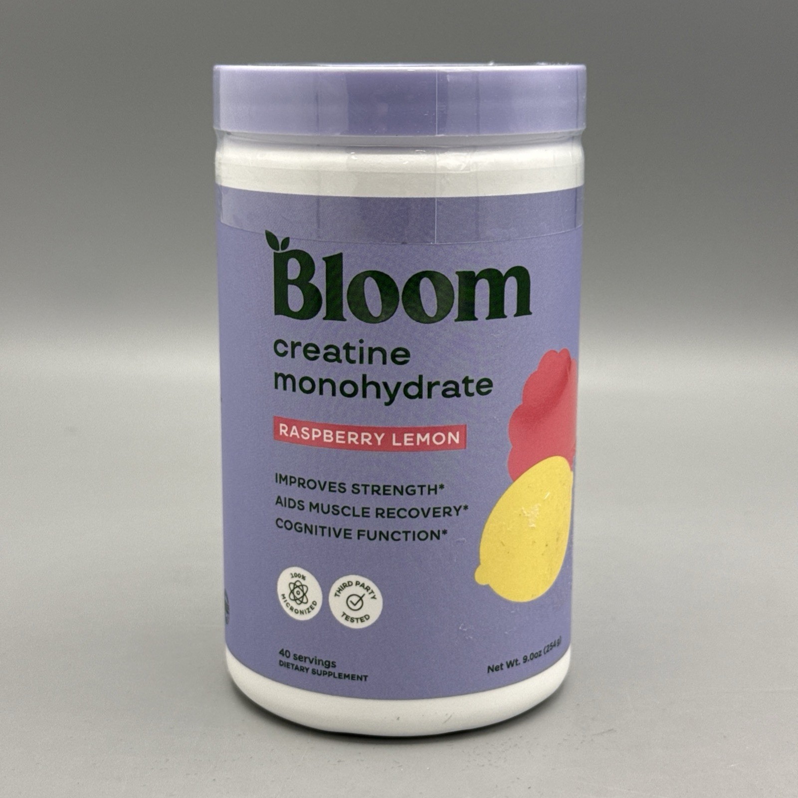 Bloom Nutrition Creatine Monohydrate Powder Raspberry Lemon 40 Servings – NEW