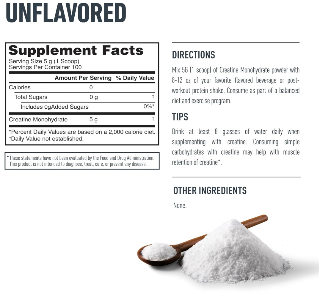Isopure Creatine Monohydrate Powder 5g 100 Servings 1.1lb Unflavored EXP 02/28