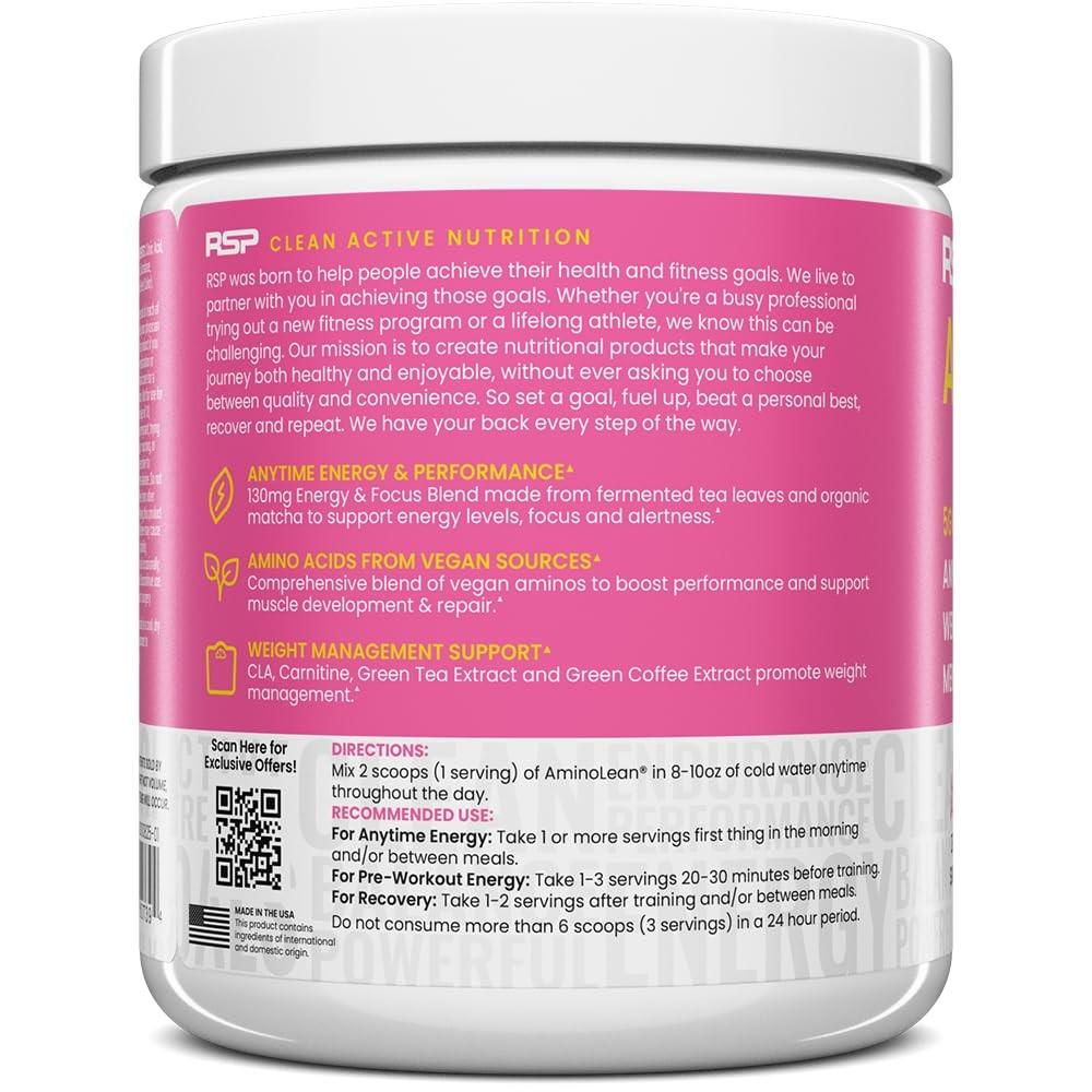 Rsp Nutrition Aminolean Energy Pink Lemonade 8.68oz