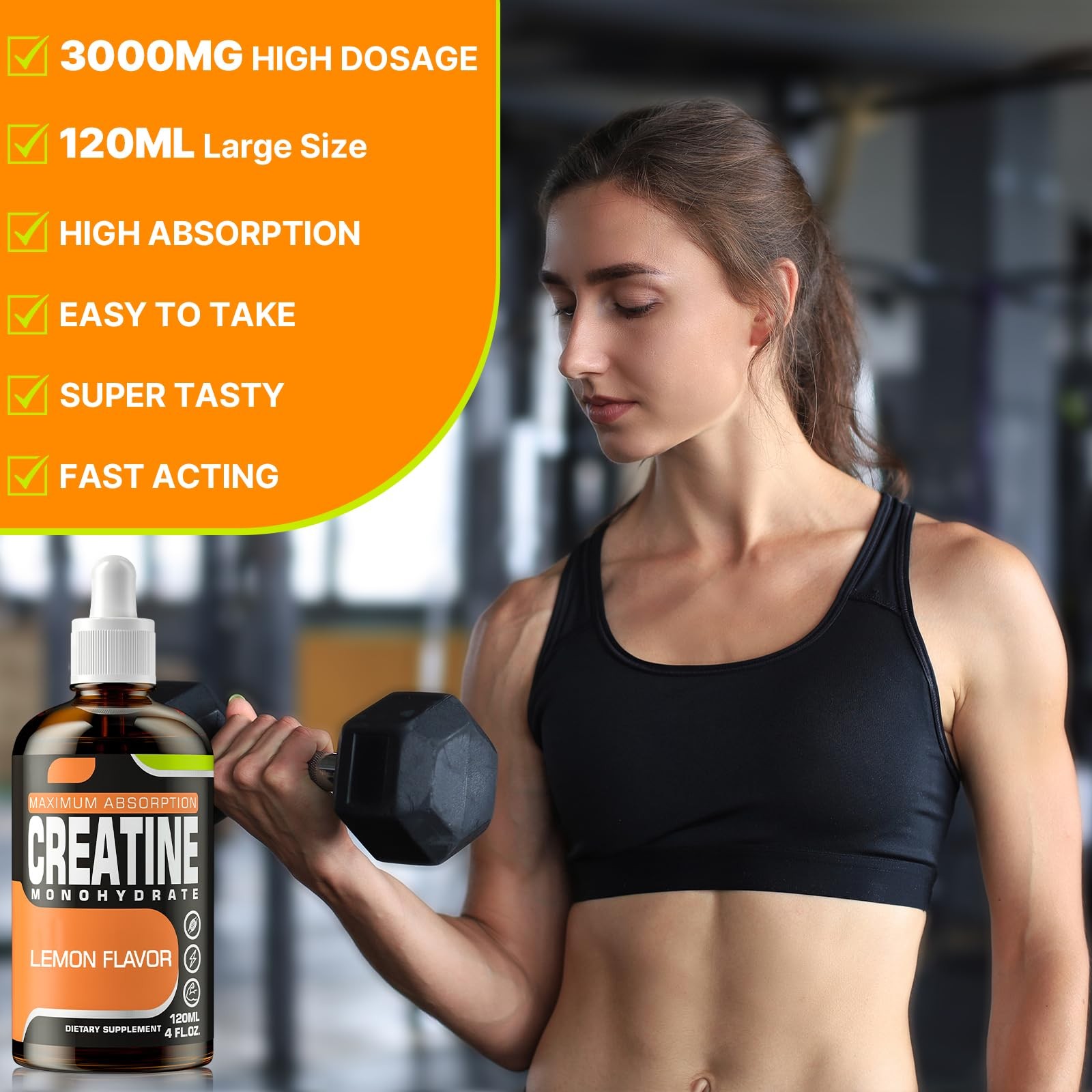Creatine Monohydrate, Liquid for Muscle Mass, 4 Fl Oz (Pack of 1)