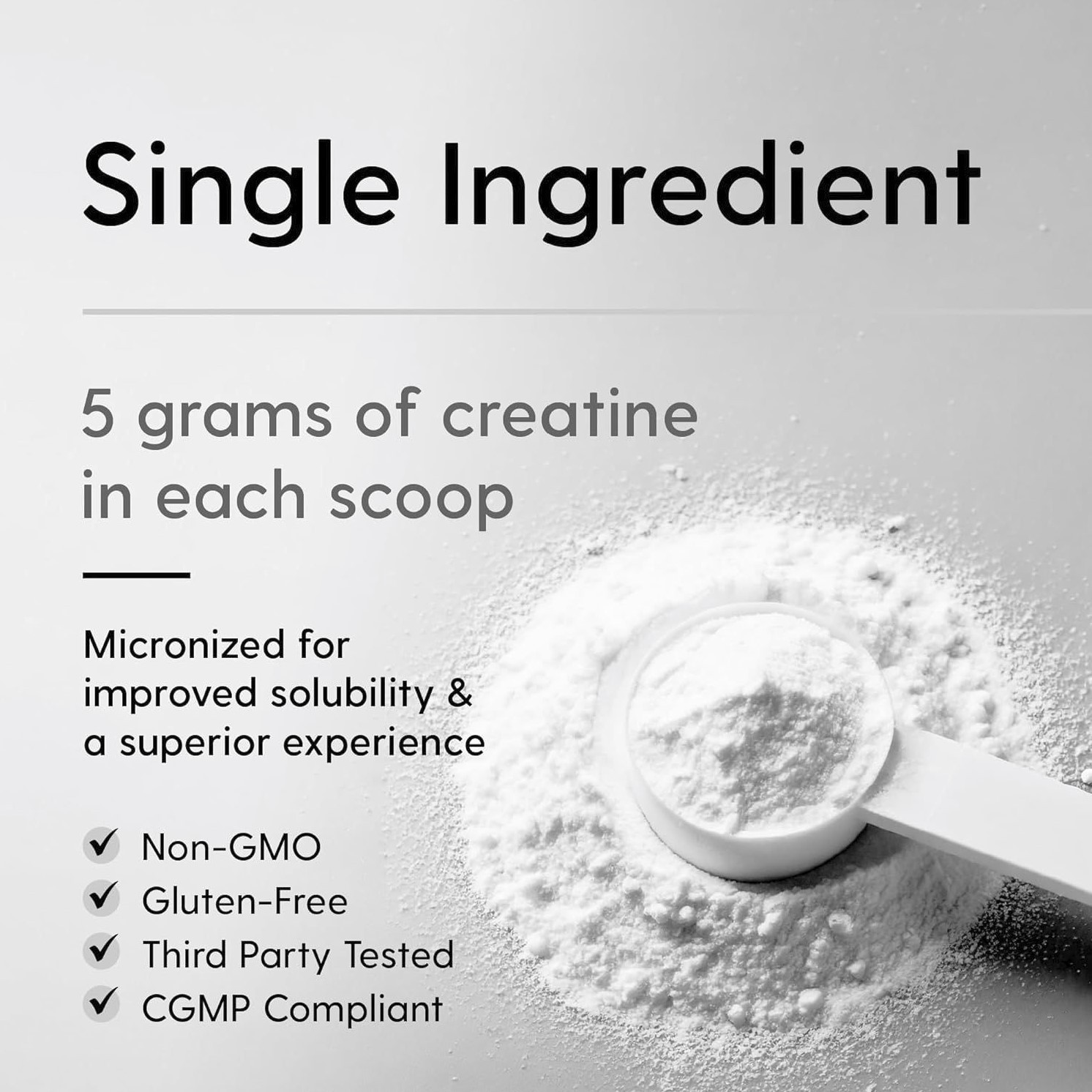 Monohidrato de Creatina en Polvo Micronizado 500 g, 100 Raciones, Sin Sabor