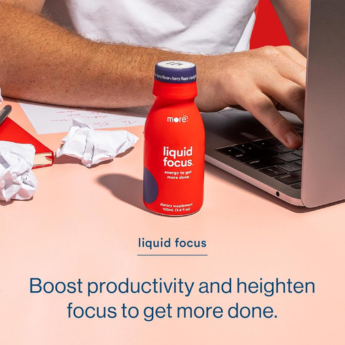 More Labs Liquid Focus, Nootropic Smart Drink with 3.4 Fl Oz (Pack of 12)