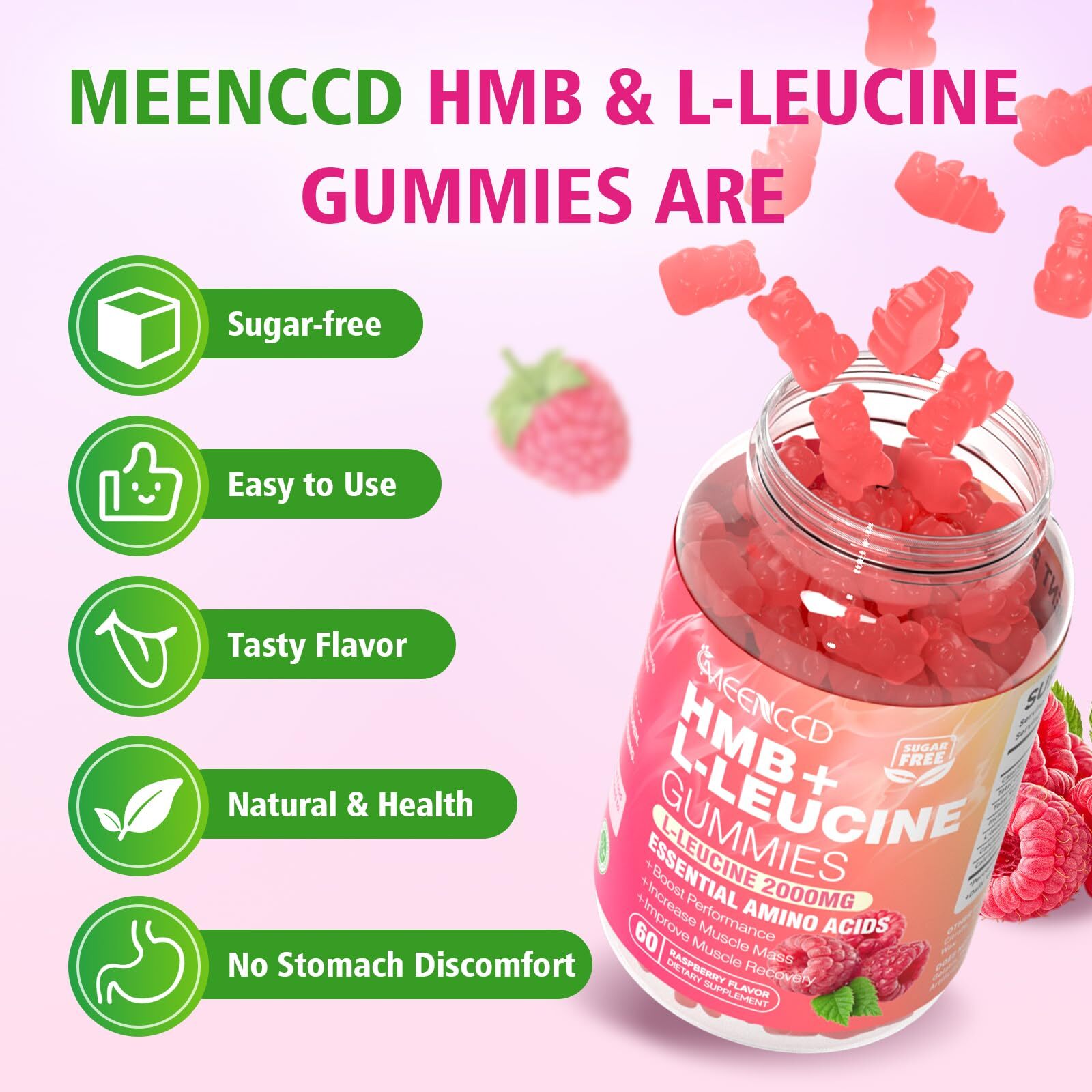 MEENCCD HMB and L-Leucine Gummies 3000mg HMB and Leucine Amino Acid for Muscl…